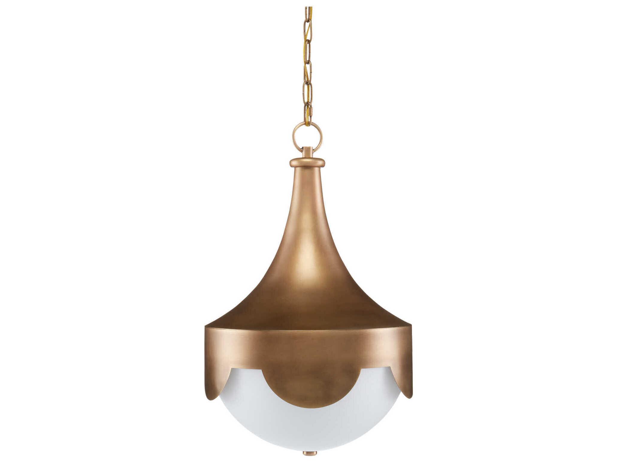 Currey & Company Pasha 1-Light Antique Brass Glass LED Bowl Pendant