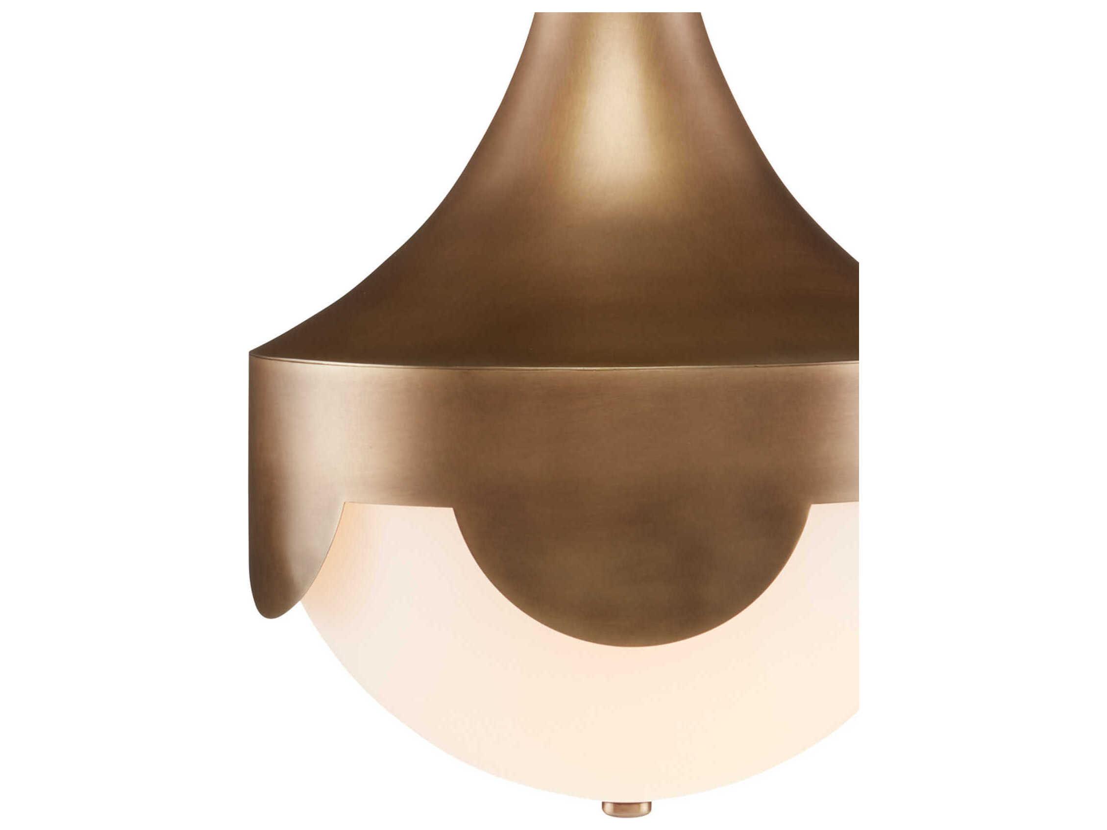 Currey & Company Pasha 1-Light Antique Brass Glass LED Bowl Pendant