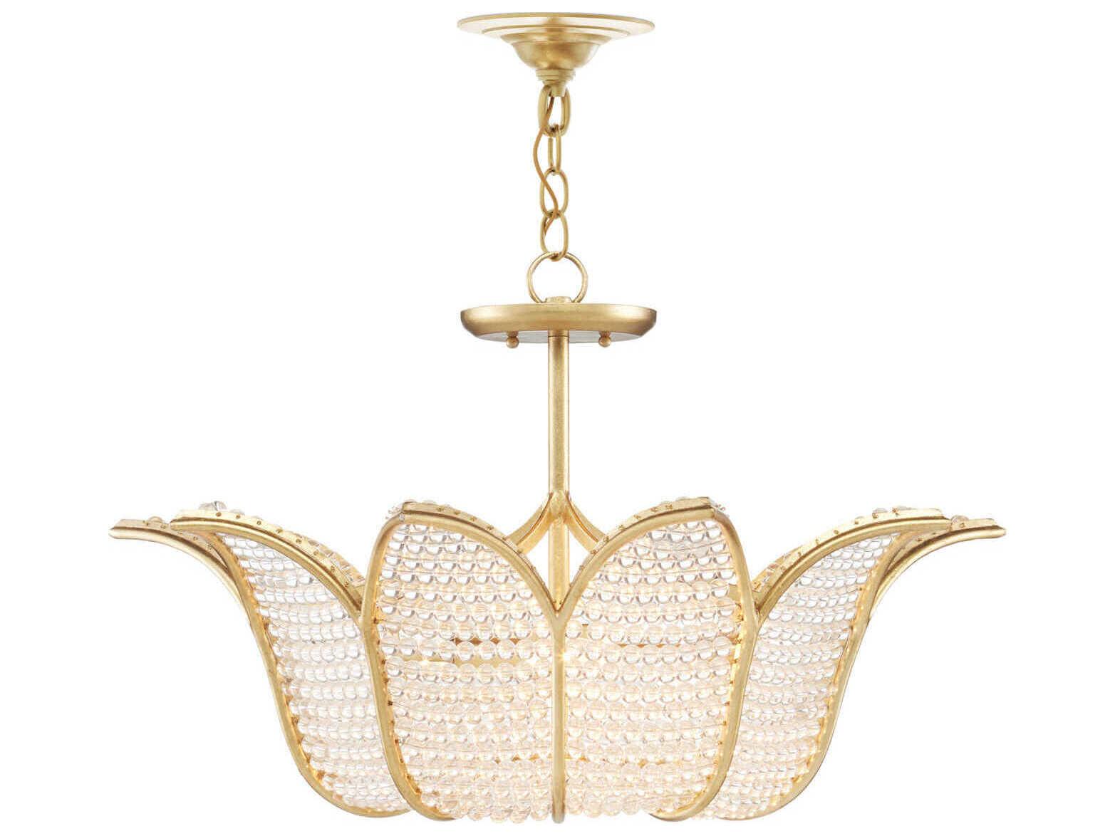 Currey & Company Bebe 3-Light Contemporary Gold Leaf Clear Glass Pendant