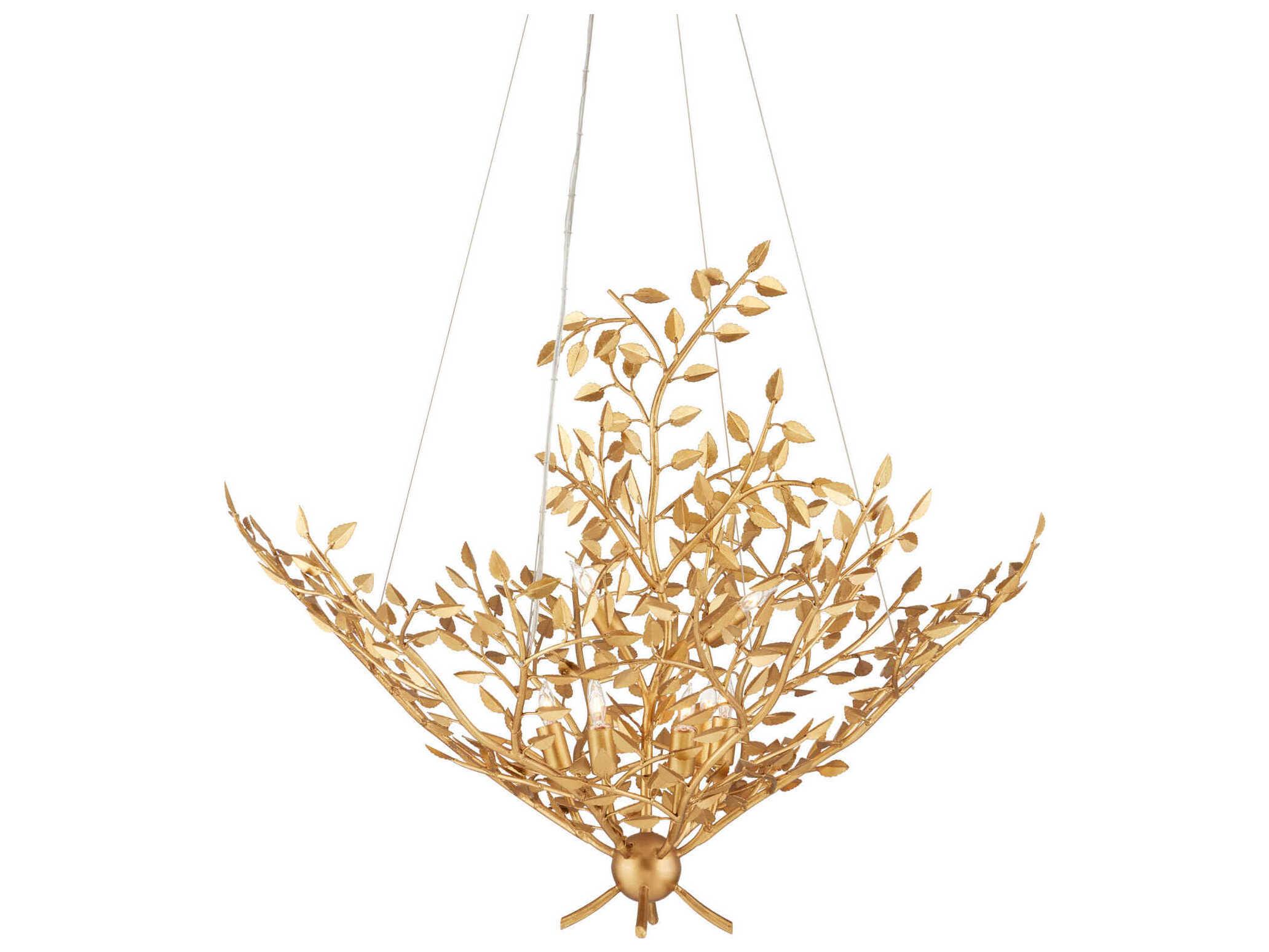 Currey & Company Huckleberry 8-Light Contemporary Gold Leaf Chandelier