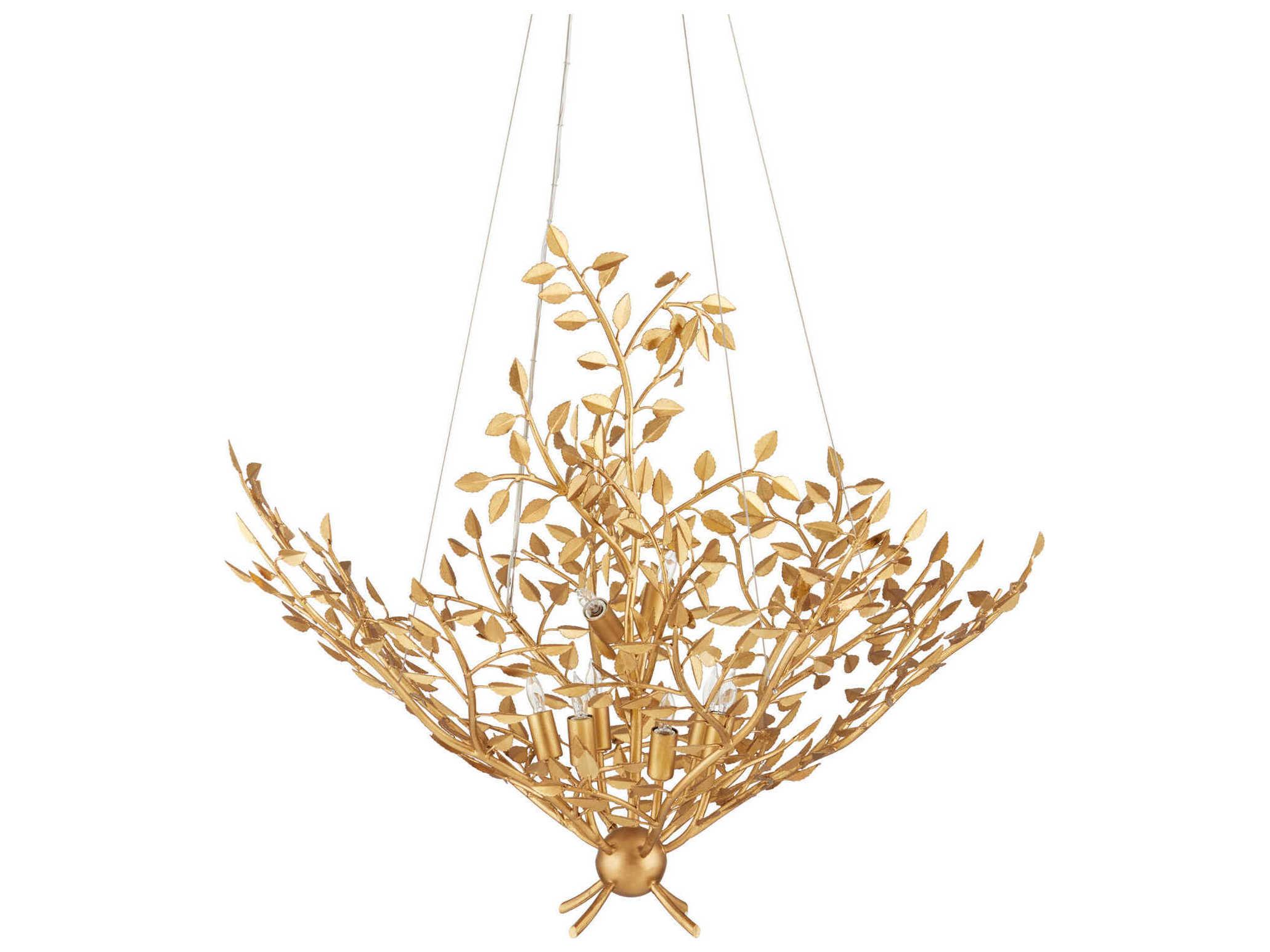 Currey & Company Huckleberry 8-Light Contemporary Gold Leaf Chandelier