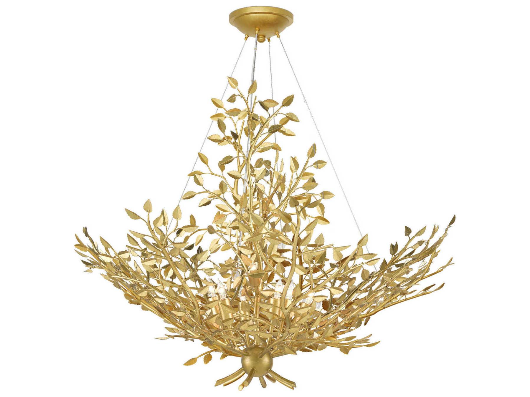 Currey & Company Huckleberry 8-Light Contemporary Gold Leaf Chandelier