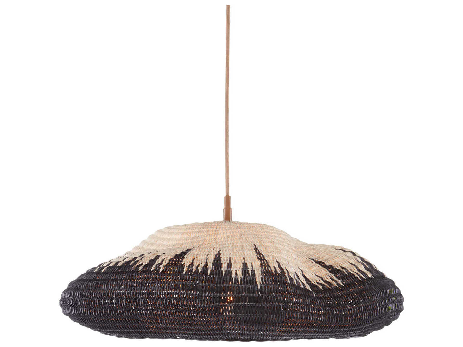 Currey & Company Comme Des Paniers 1-Light Khaki Black Pendant