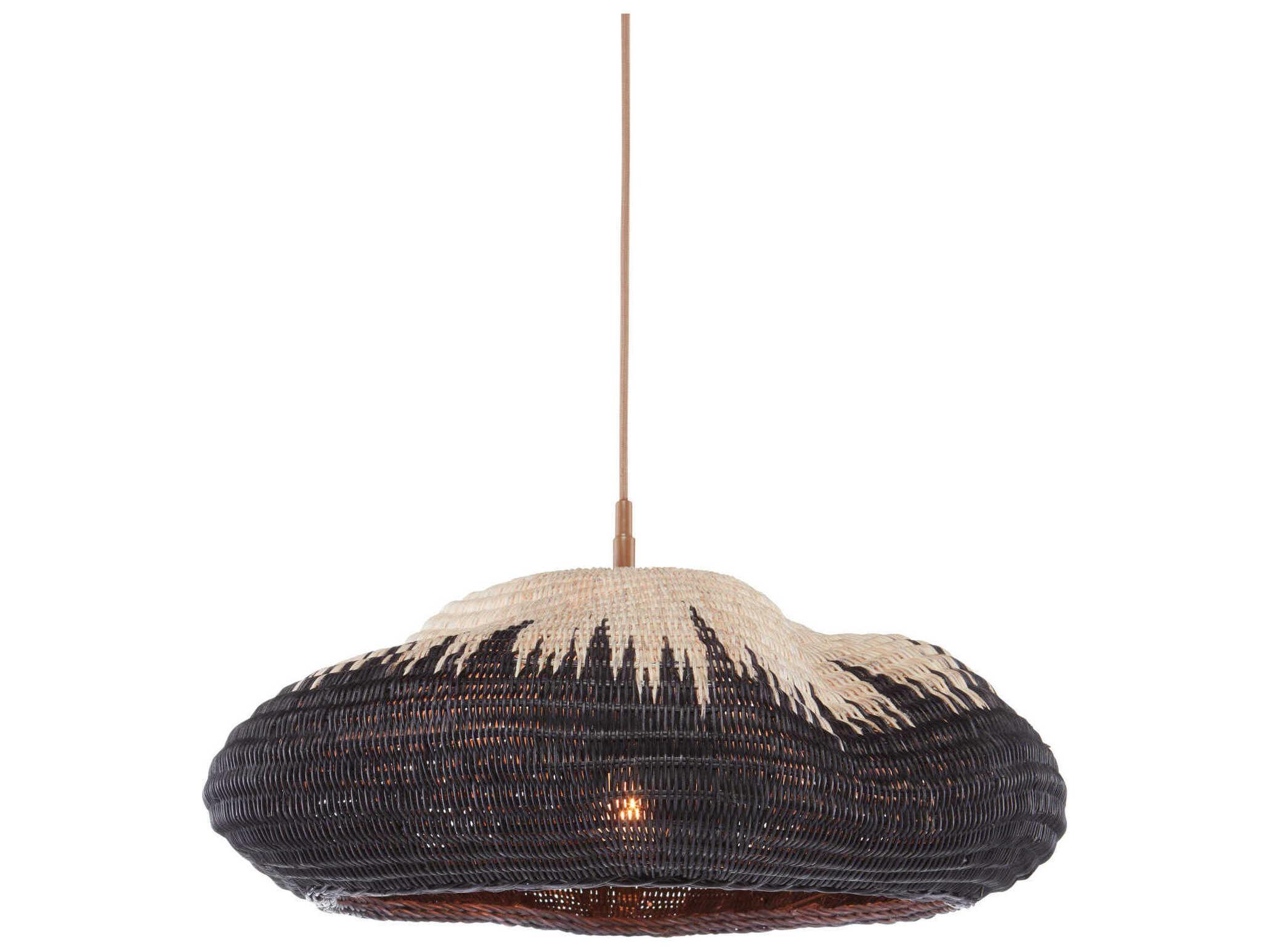 Currey & Company Comme Des Paniers 1-Light Khaki Black Pendant