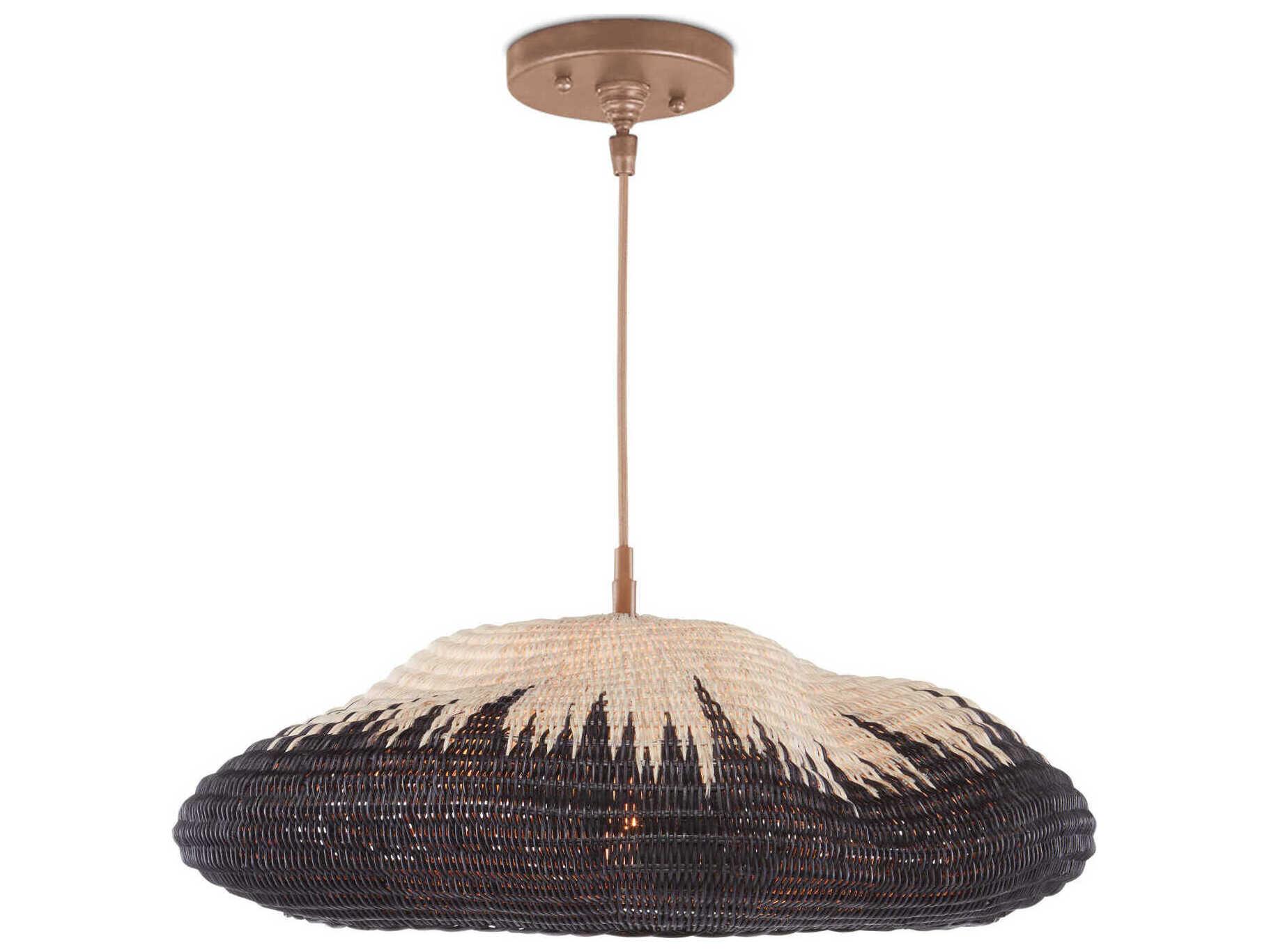 Currey & Company Comme Des Paniers 1-Light Khaki Black Pendant