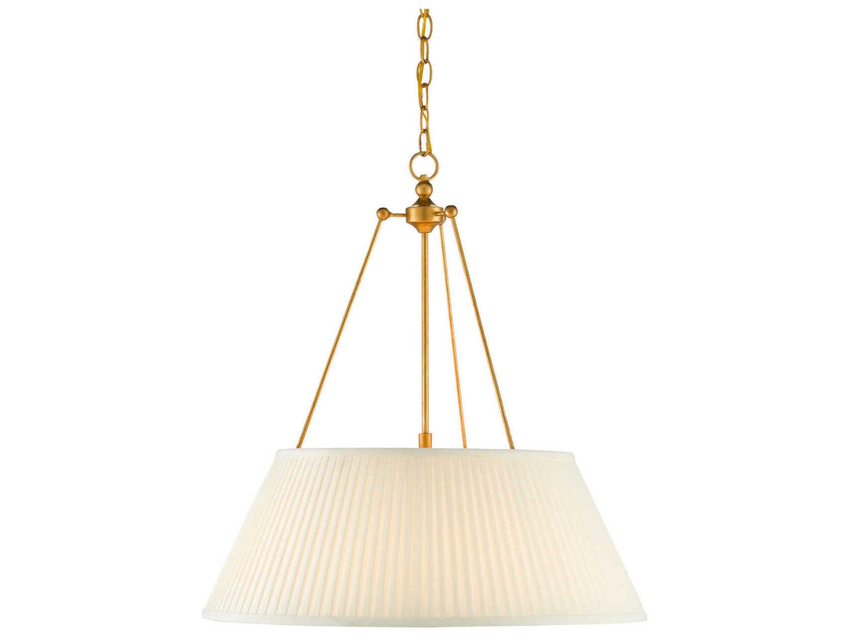 Currey & Company Lytham 1-Light Antique Gold Leaf White LED Pendant
