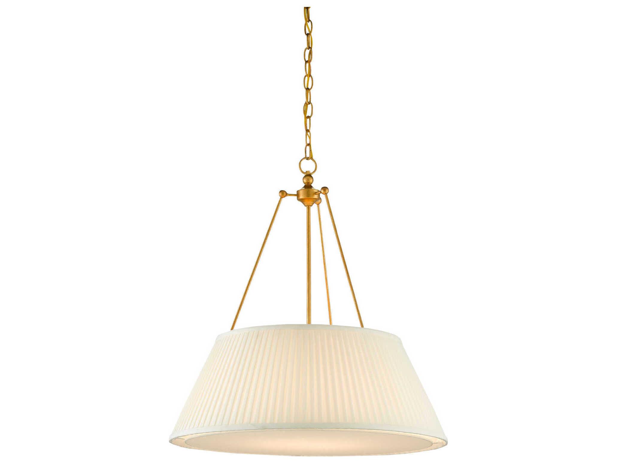 Currey & Company Lytham 1-Light Antique Gold Leaf White LED Pendant