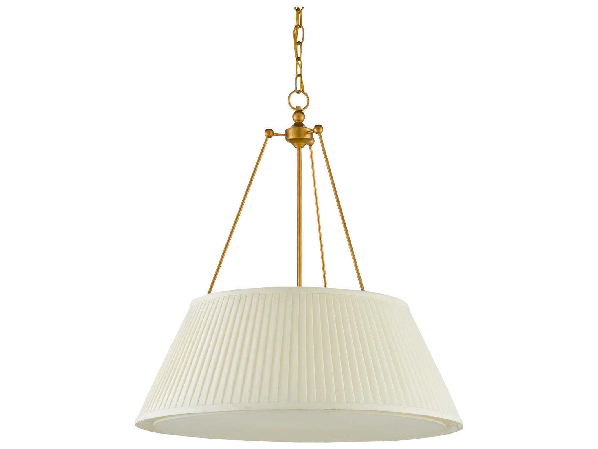 Currey & Company Lytham 1-Light Antique Gold Leaf White LED Pendant