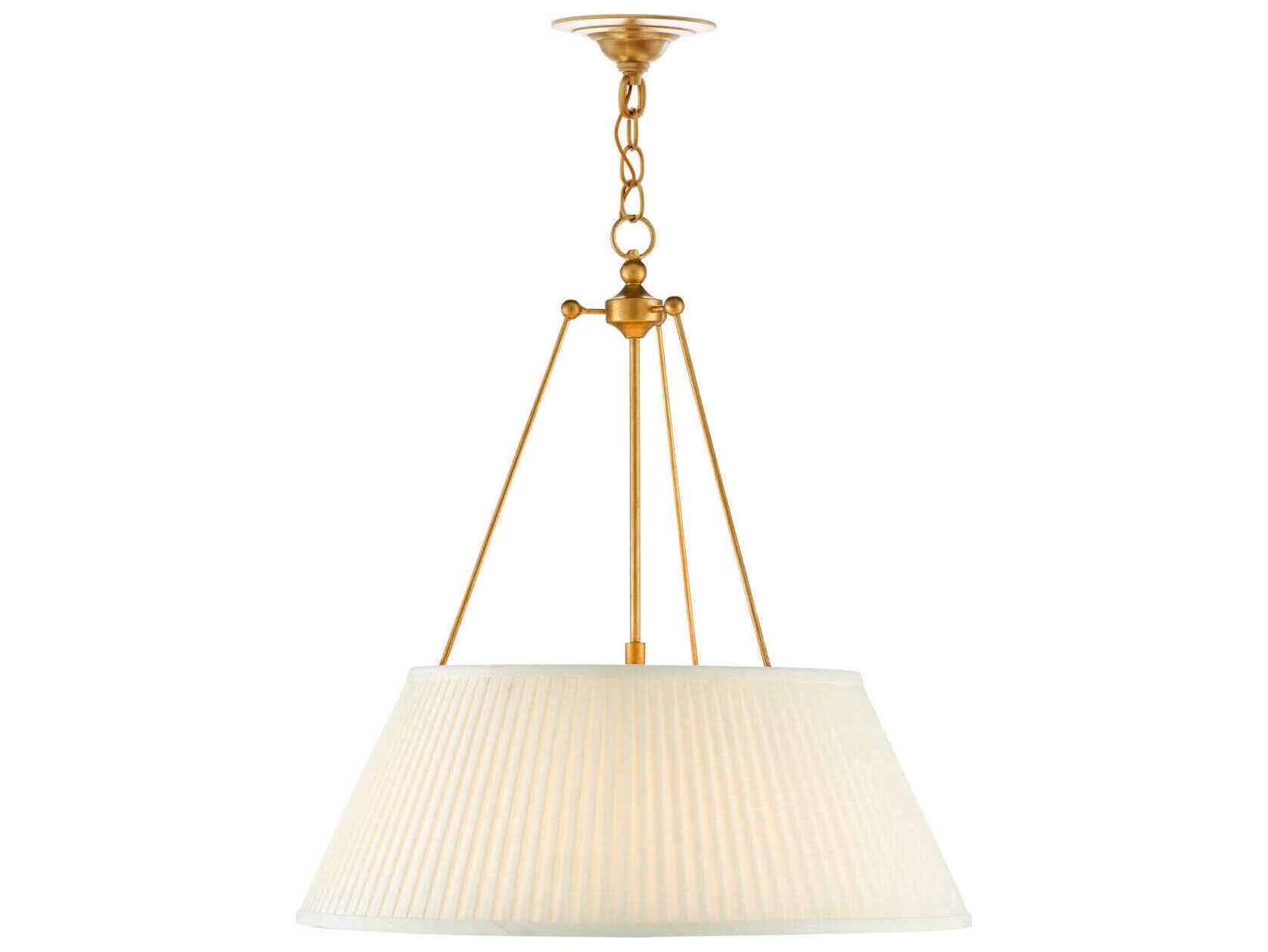Currey & Company Lytham 1-Light Antique Gold Leaf White LED Pendant