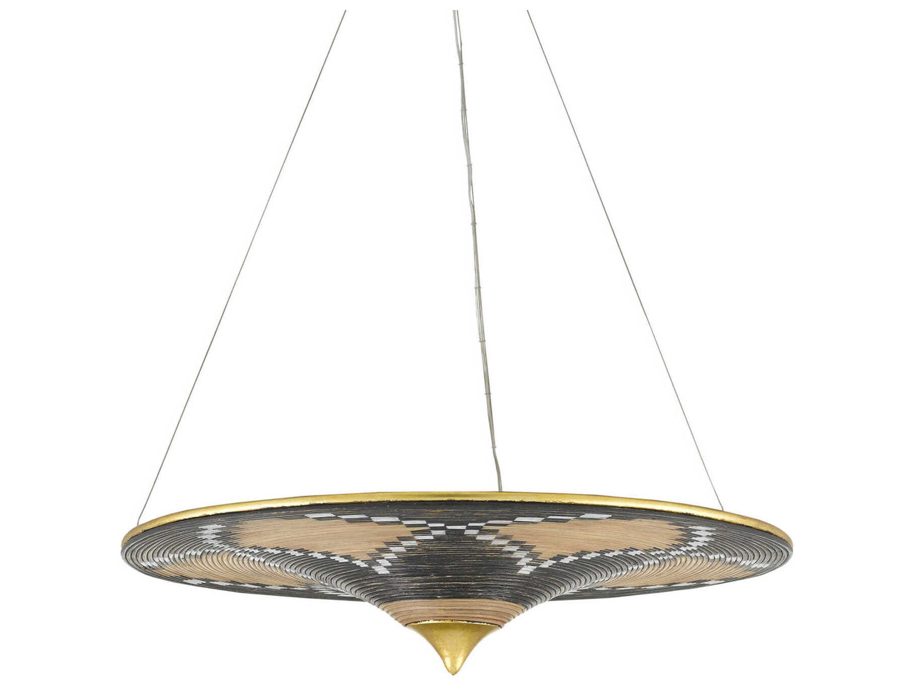 Currey & Company Canaan 3-Light Black Round Pendant