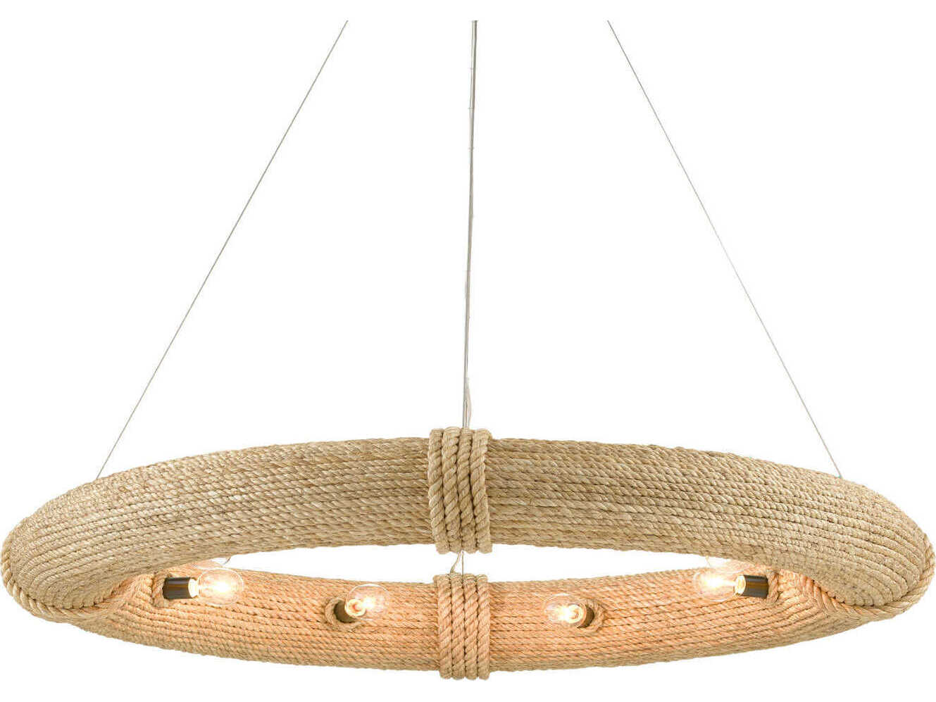 Currey & Company Portmeirion 8-Light Satin Black Abaca Rope Pendant