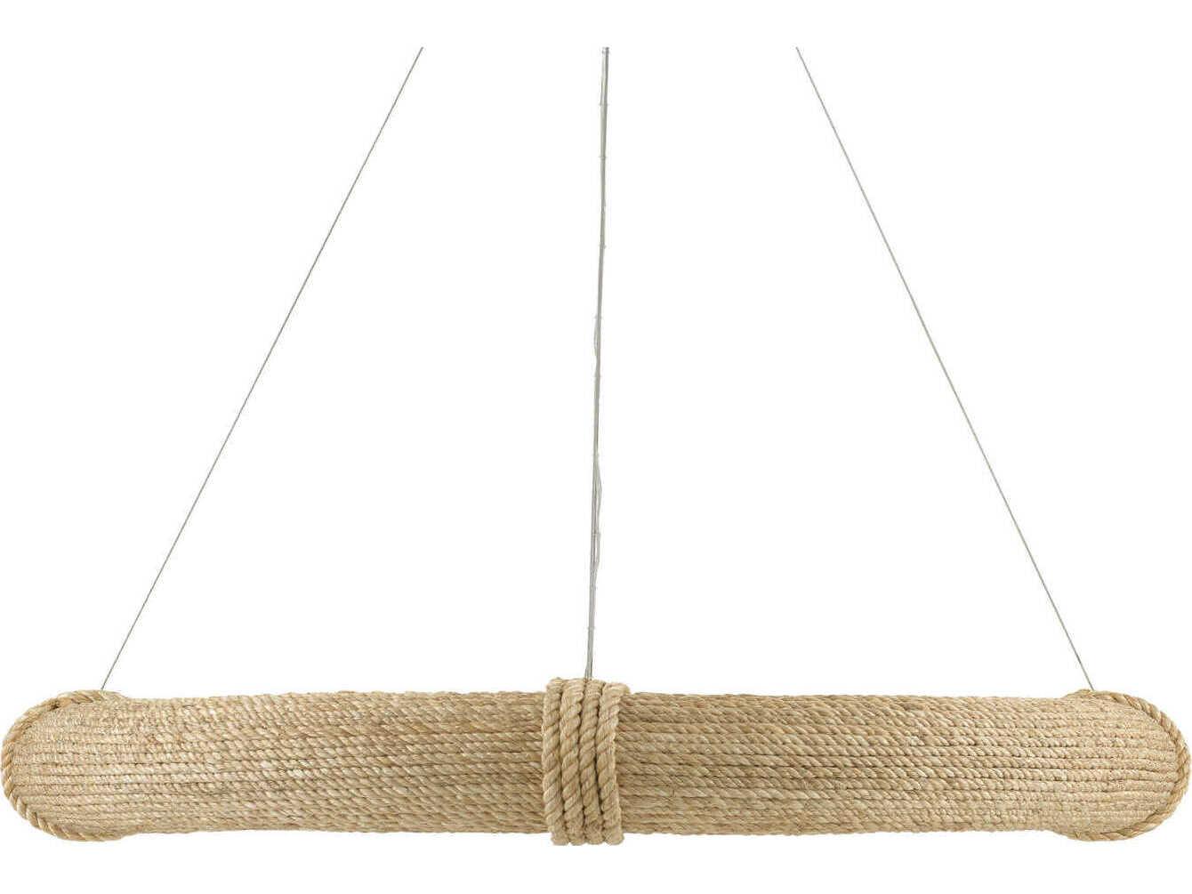 Currey & Company Portmeirion 8-Light Satin Black Abaca Rope Pendant