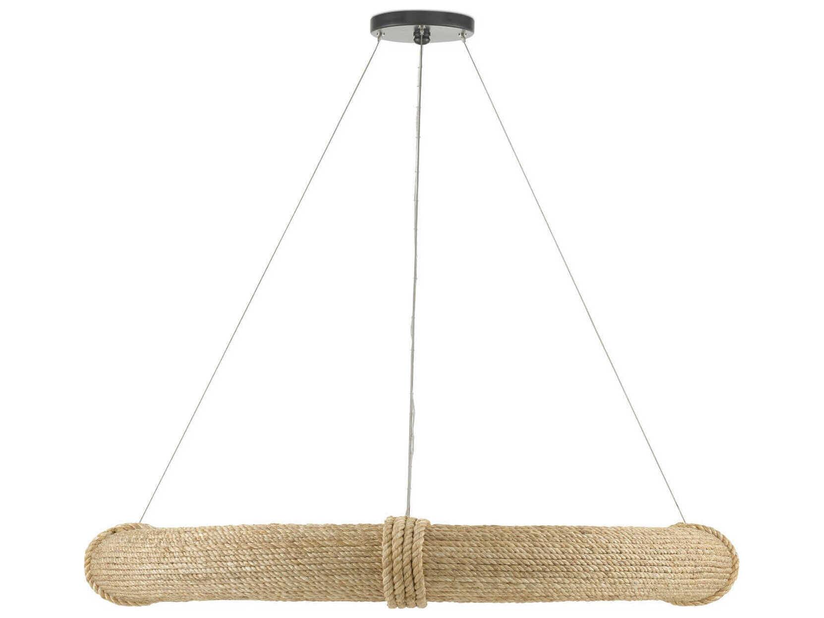 Currey & Company Portmeirion 8-Light Satin Black Abaca Rope Pendant
