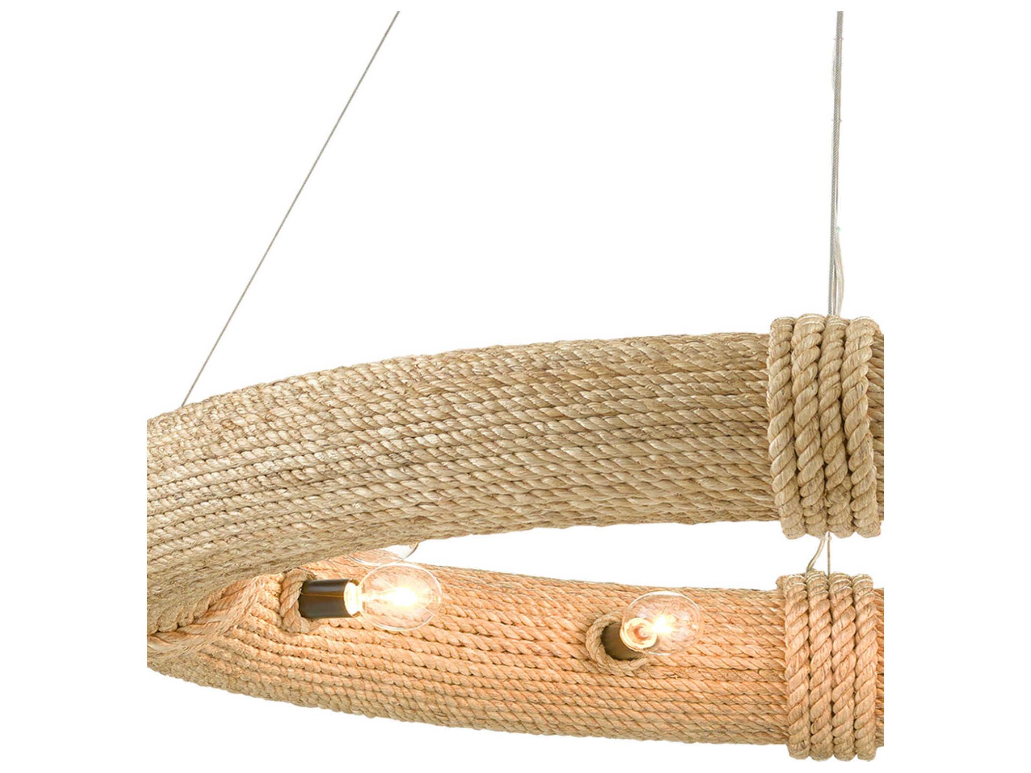 Currey & Company Portmeirion 8-Light Satin Black Abaca Rope Pendant