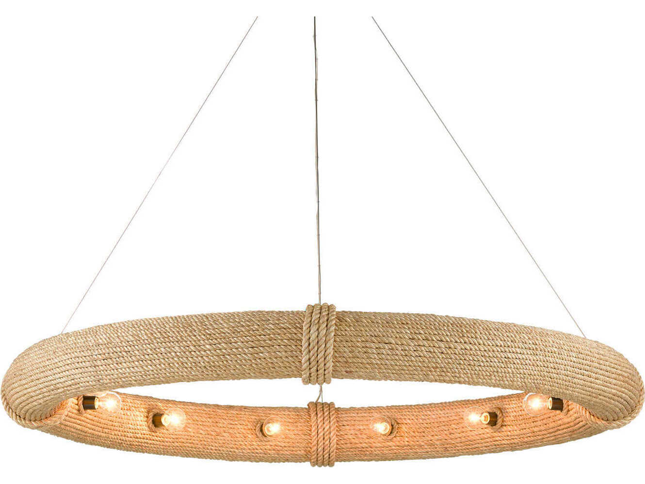 Currey & Company Portmeirion 12-Light Satin Black Abaca Rope Pendant