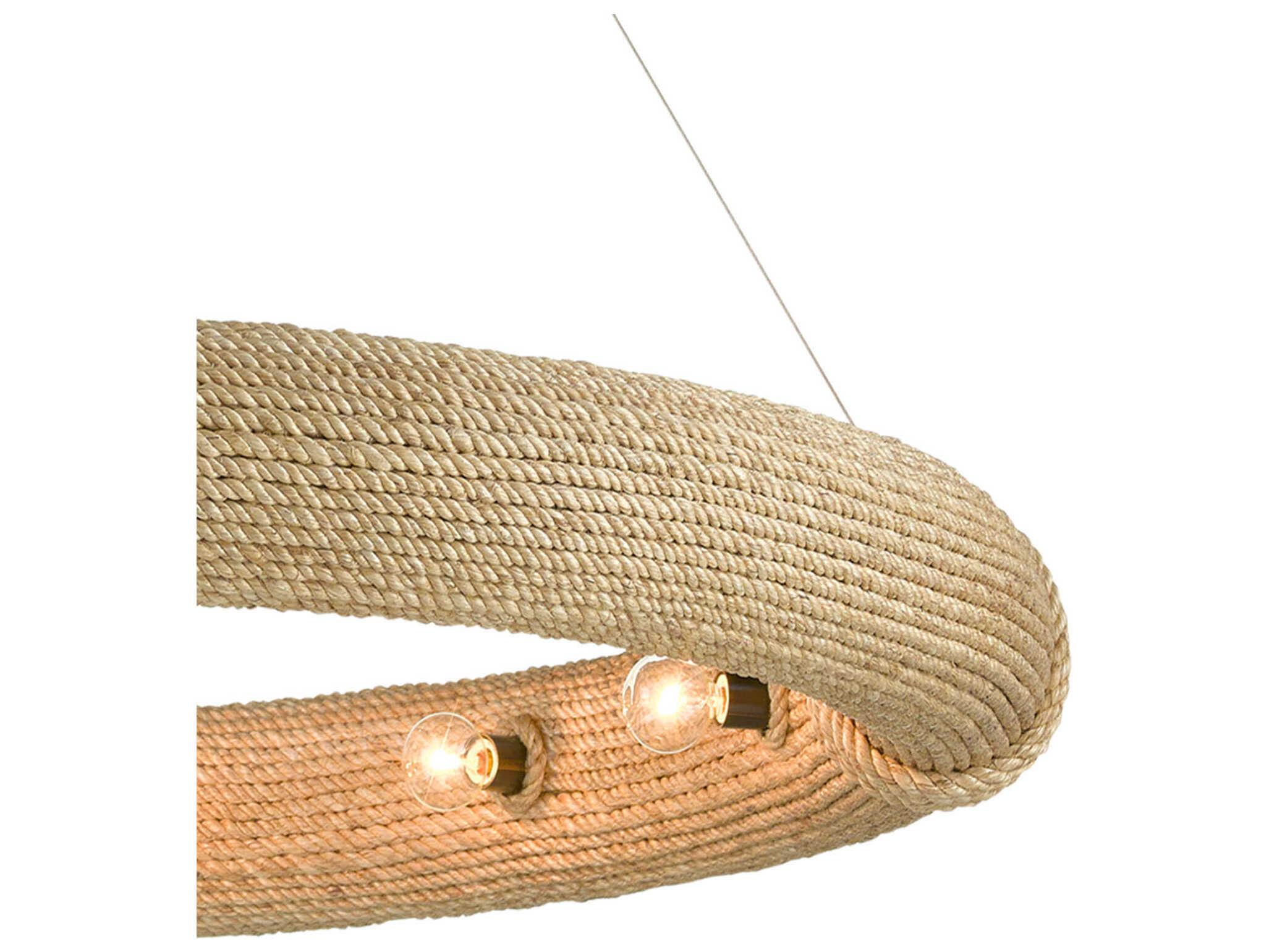 Currey & Company Portmeirion 12-Light Satin Black Abaca Rope Pendant