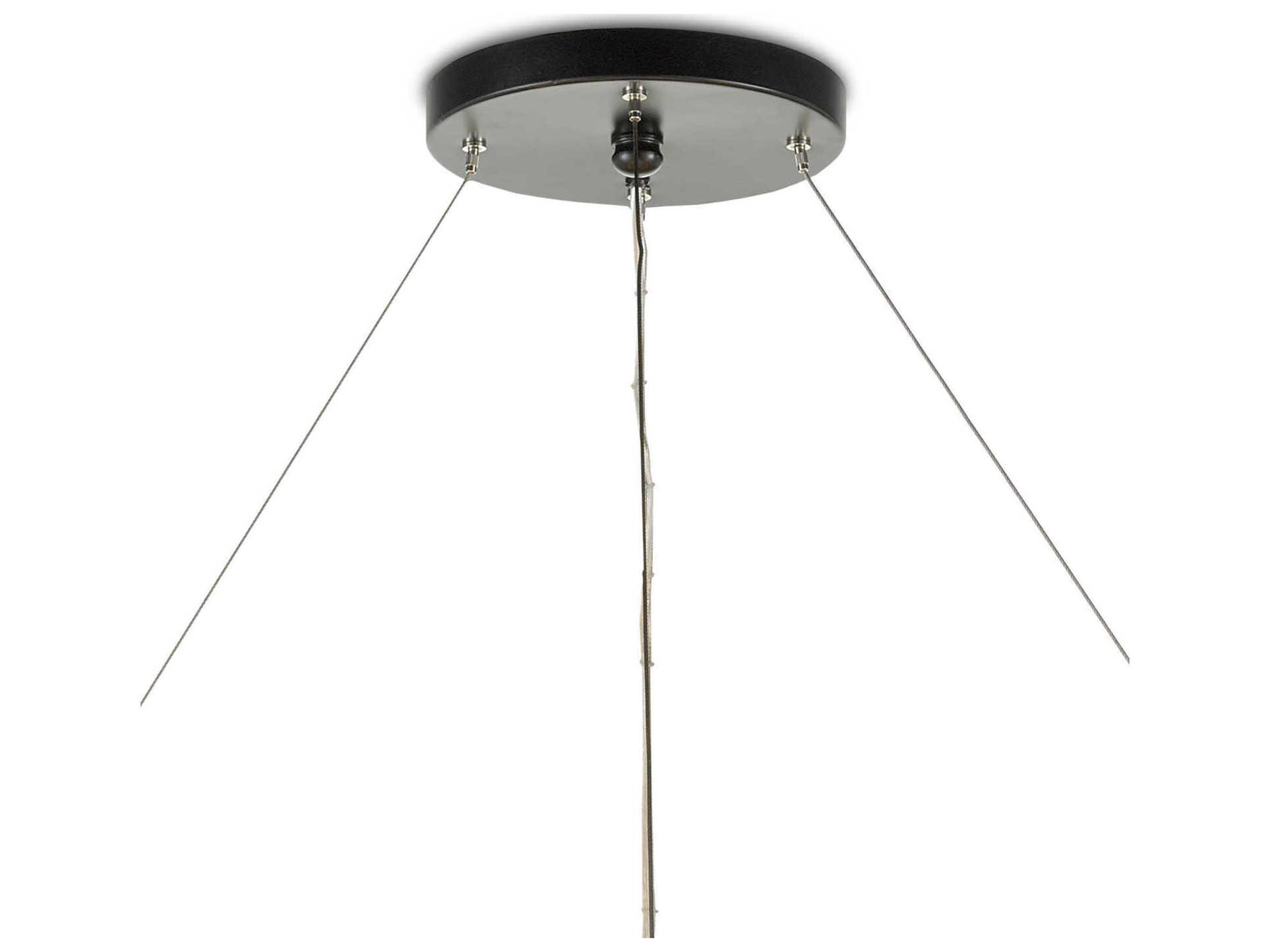 Currey & Company Portmeirion 12-Light Satin Black Abaca Rope Pendant