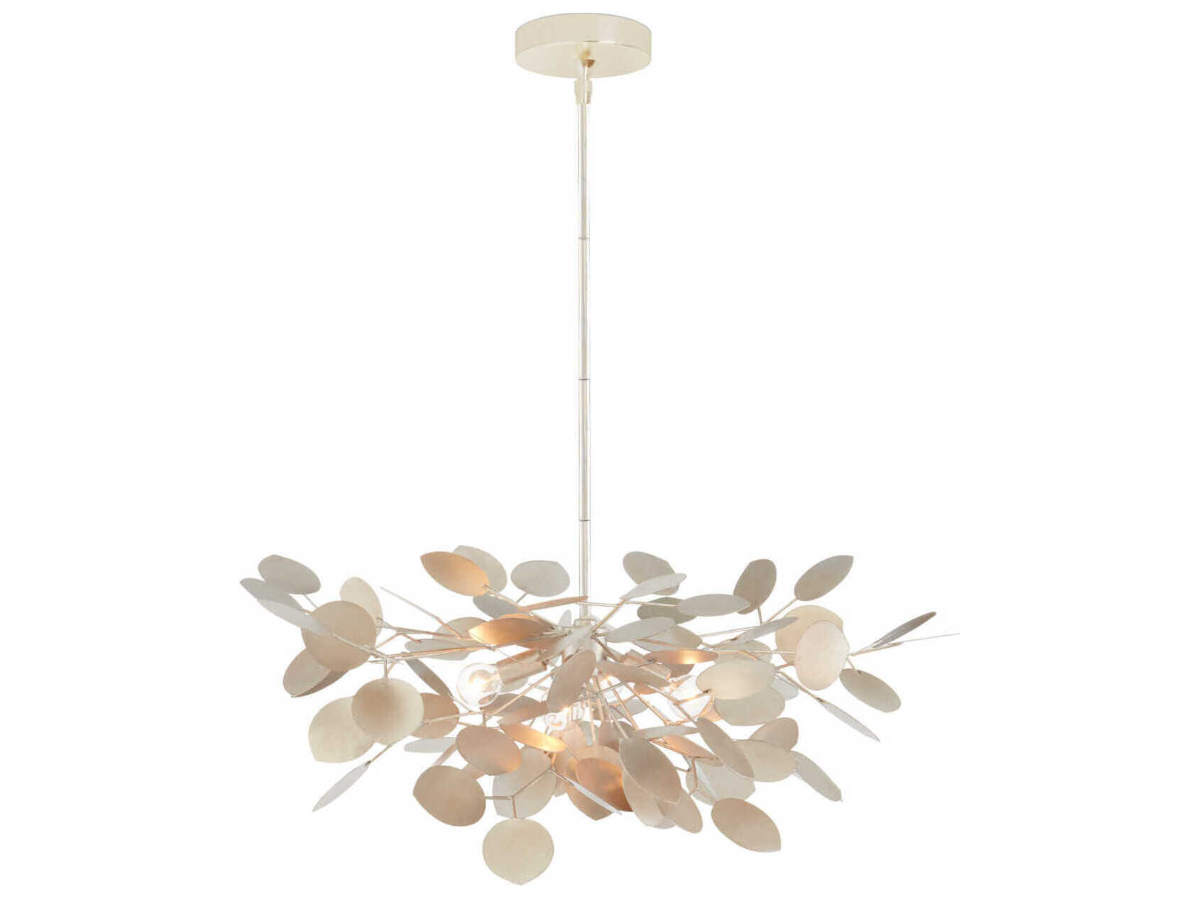 Currey & Company Lunaria 4-Light Contemporary Silver Leaf Chandelier