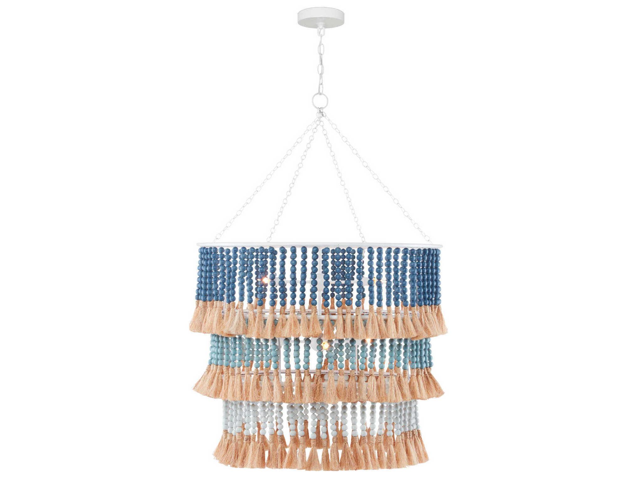 Currey & Company St. Barts 7-Light Blue Tiered Pendant