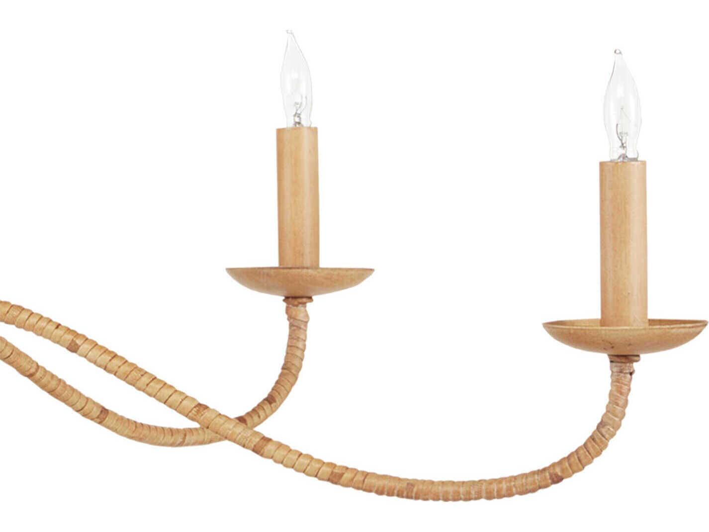 Currey & Company Saxon 5-Light Painted Rattan Natural Brown Chandelier