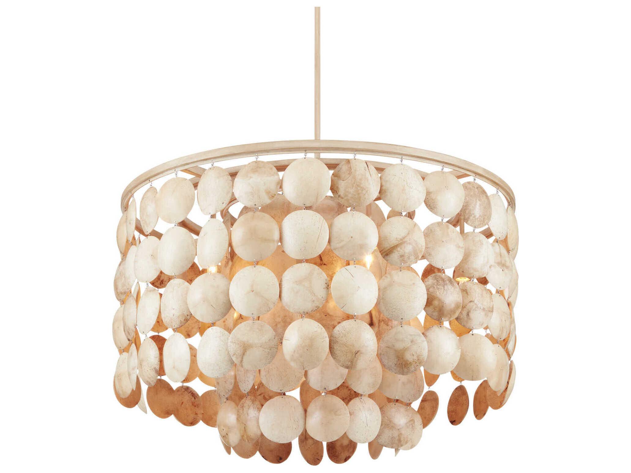 Currey & Company Buko 6-Light Coco Cream Drum Pendant