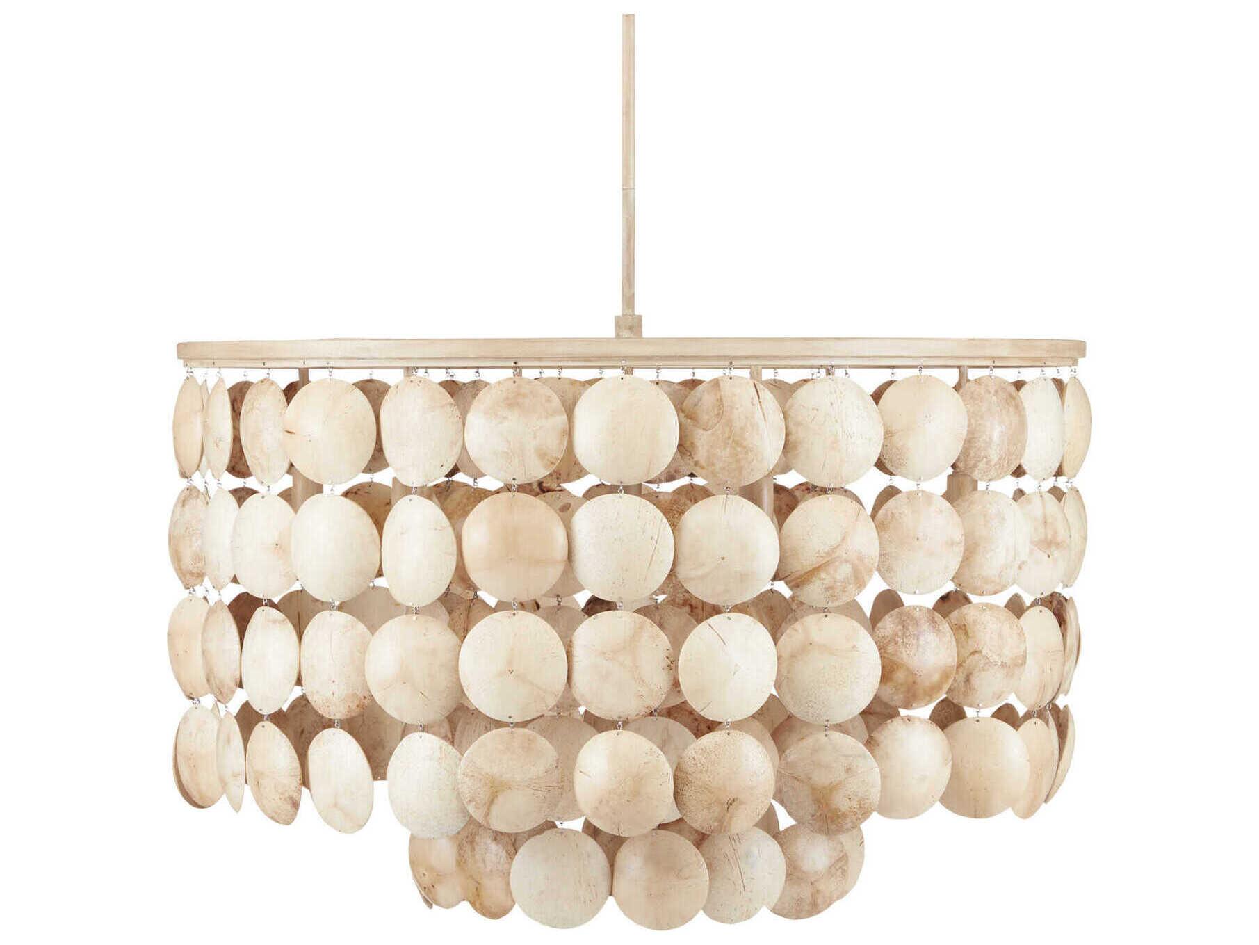Currey & Company Buko 6-Light Coco Cream Drum Pendant