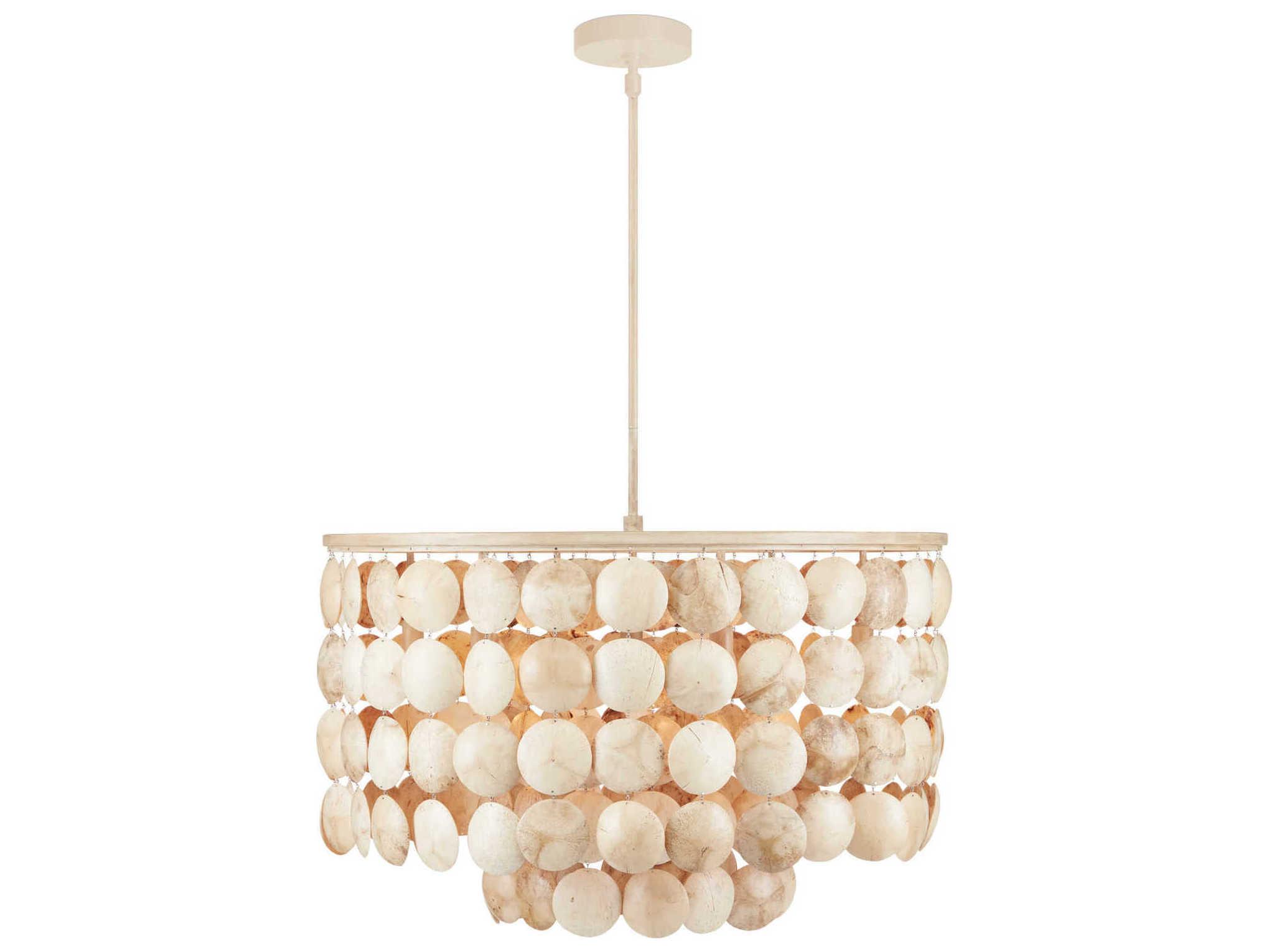 Currey & Company Buko 6-Light Coco Cream Drum Pendant