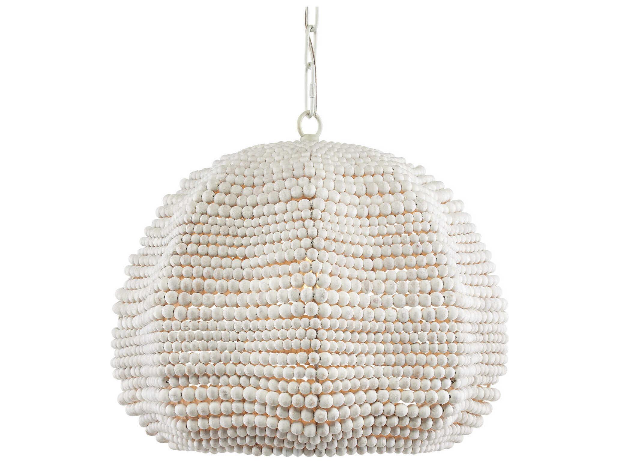 Currey & Company Octavia 1-Light Whitewash Round Pendant