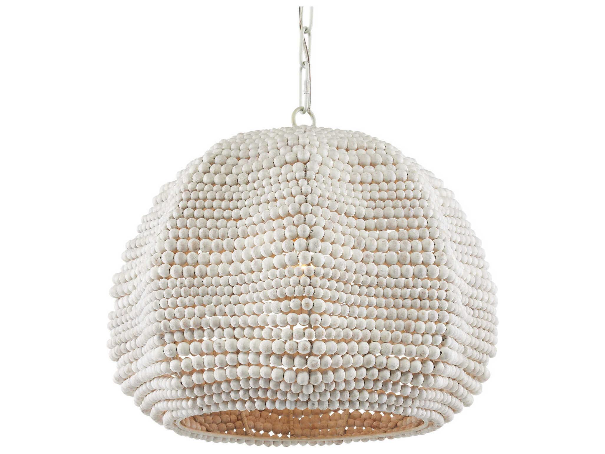 Currey & Company Octavia 1-Light Whitewash Round Pendant