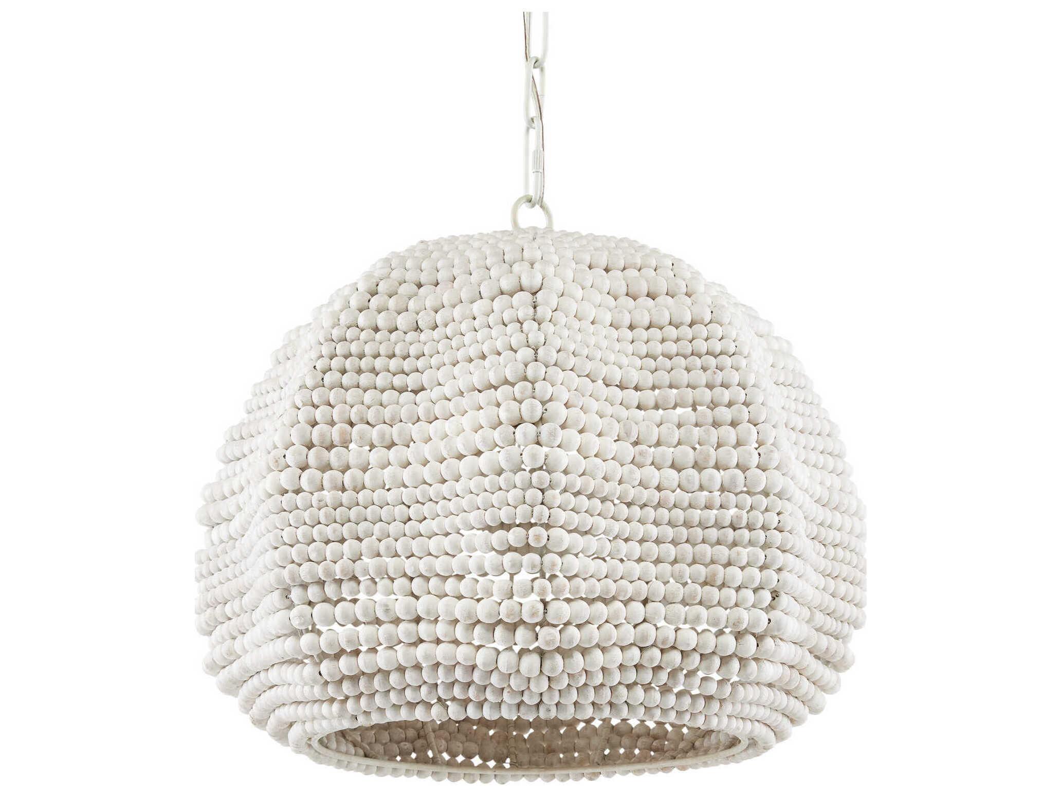 Currey & Company Octavia 1-Light Whitewash Round Pendant