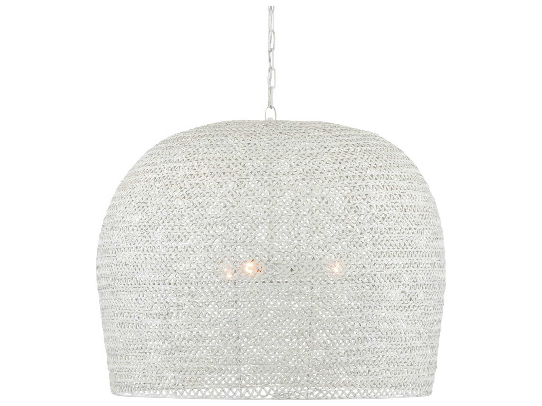 Currey & Company Piero 3-Light White Dome Pendant