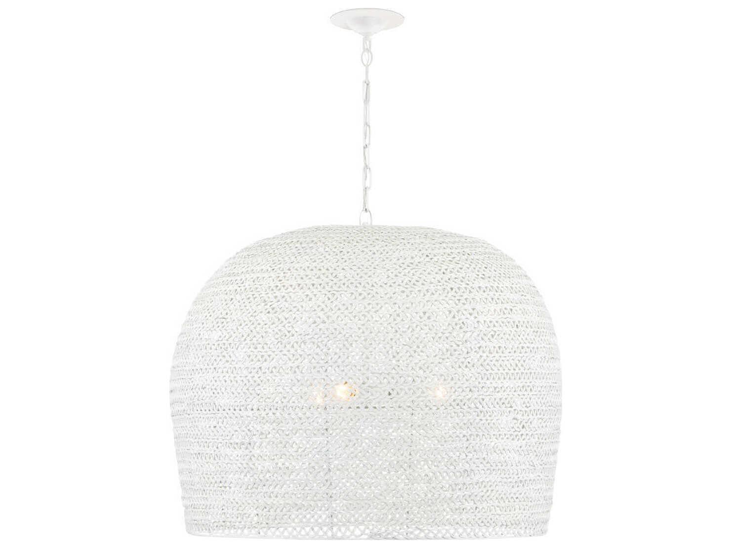 Currey & Company Piero 3-Light White Dome Pendant