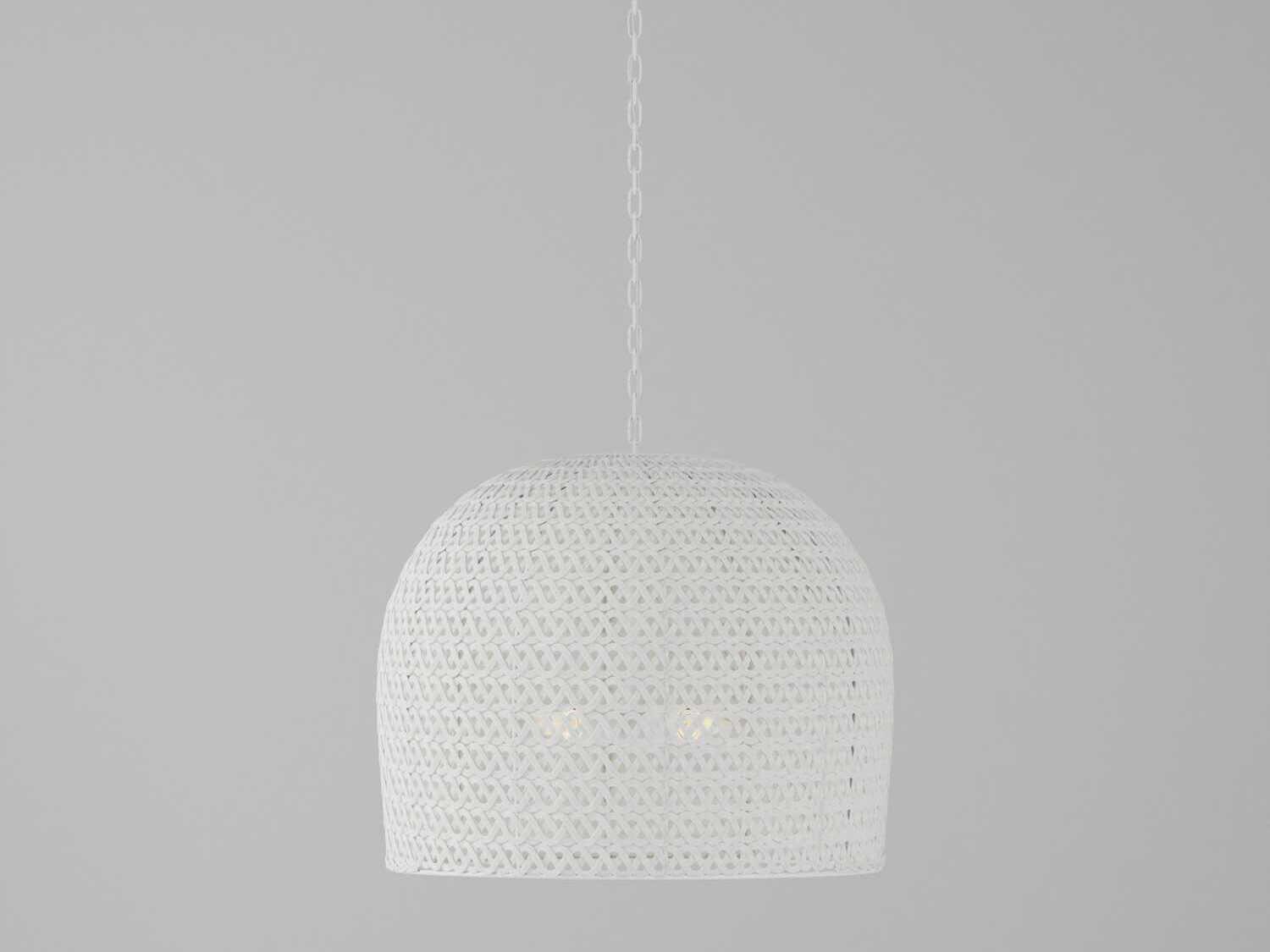 Currey & Company Piero 3-Light White Dome Pendant