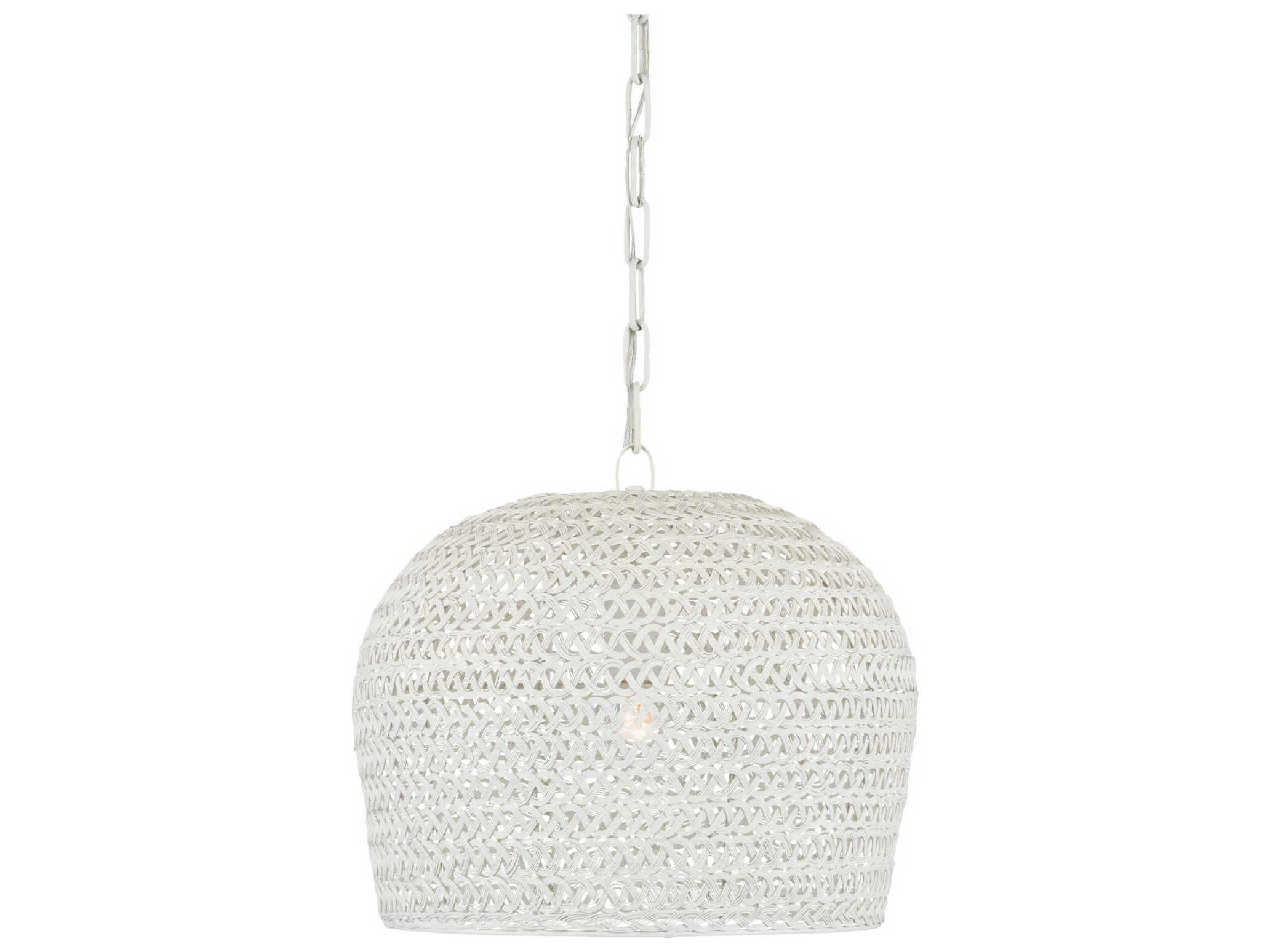 Currey & Company Piero 1-Light White Dome Pendant