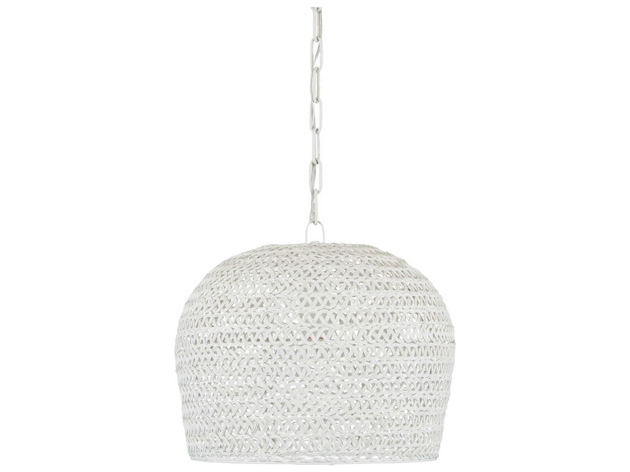 Currey & Company Piero 1-Light White Dome Pendant