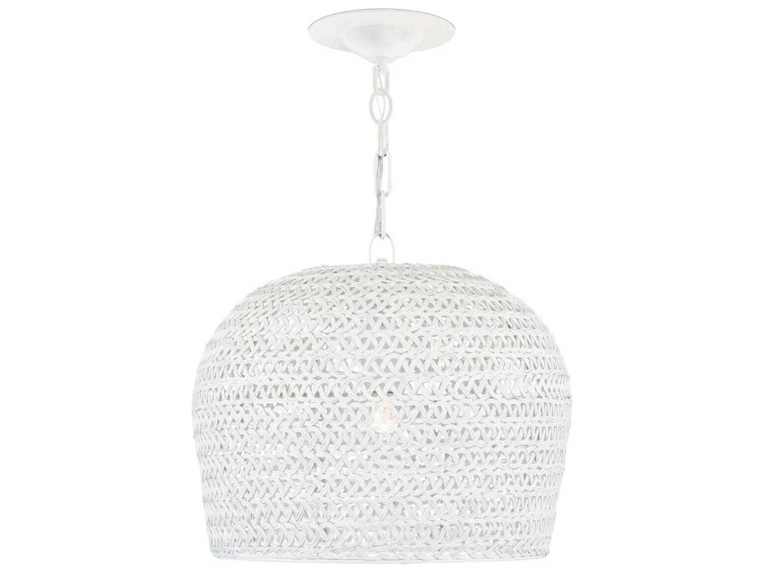 Currey & Company Piero 1-Light White Dome Pendant