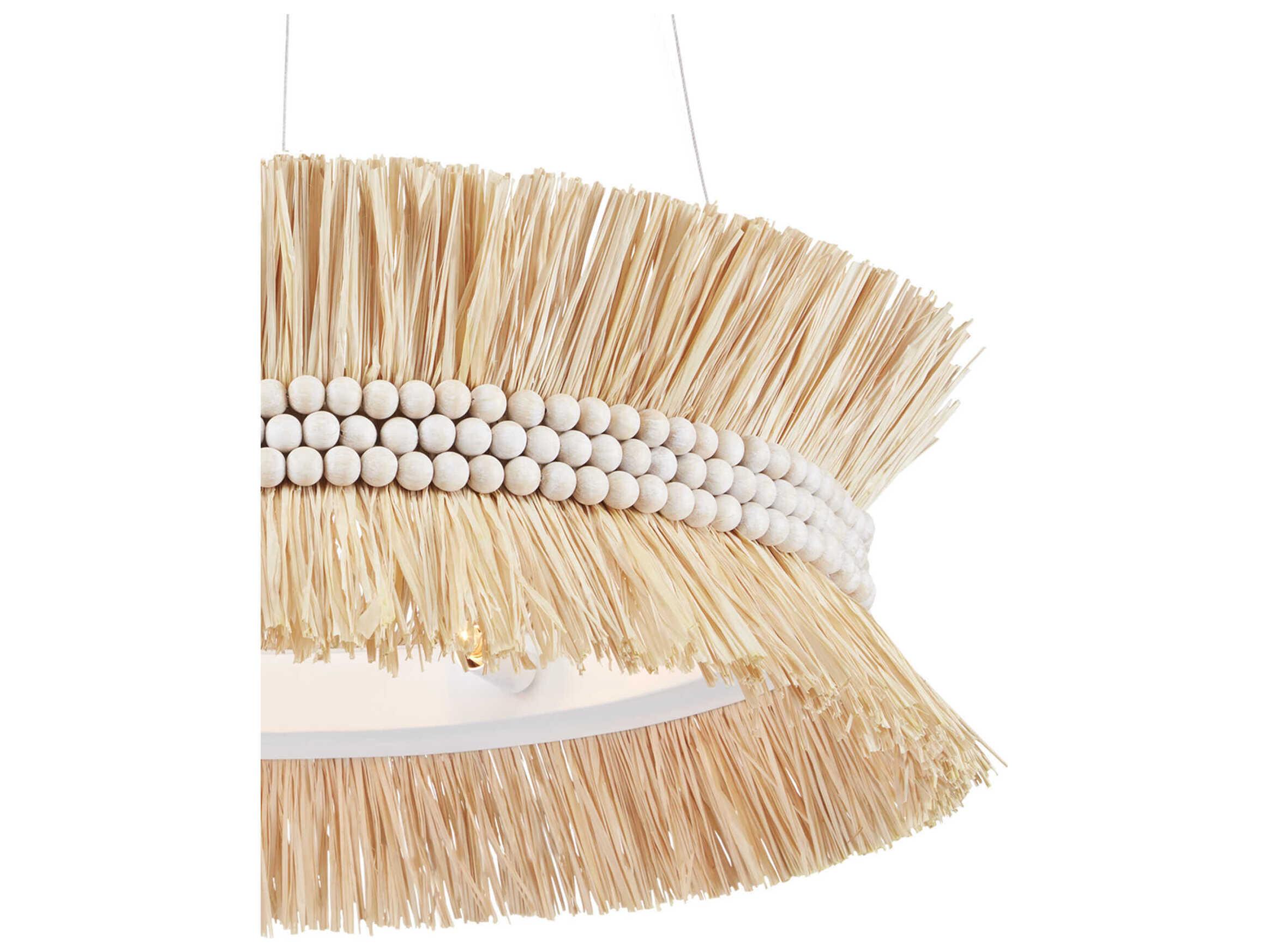 Currey & Company Seychelles 6-Light Sugar White Natural Raffia Pendant