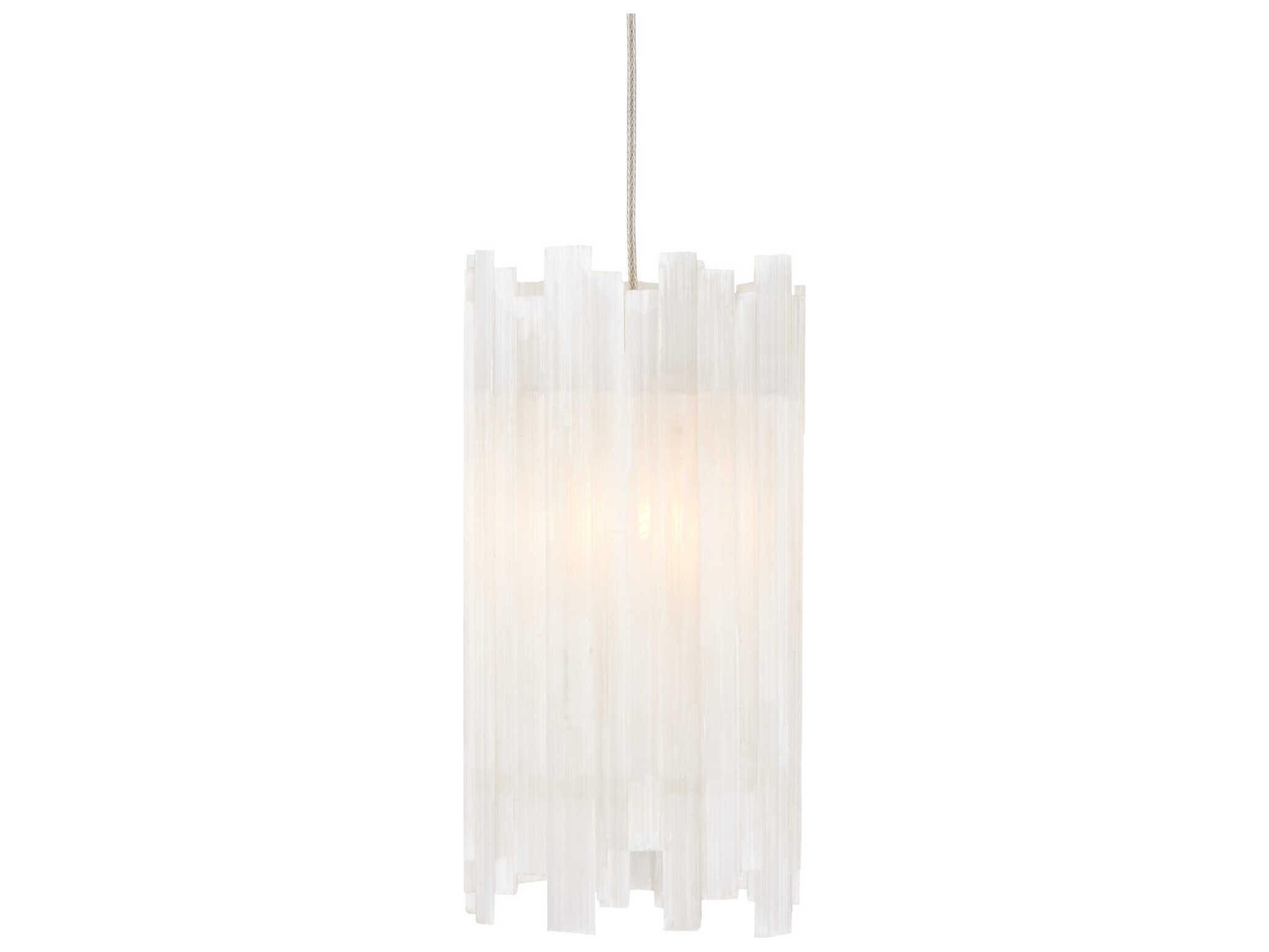 Currey & Company Escenia 3-Light Natural Painted Silver Crystal Glass Cylinder Mini Pendant