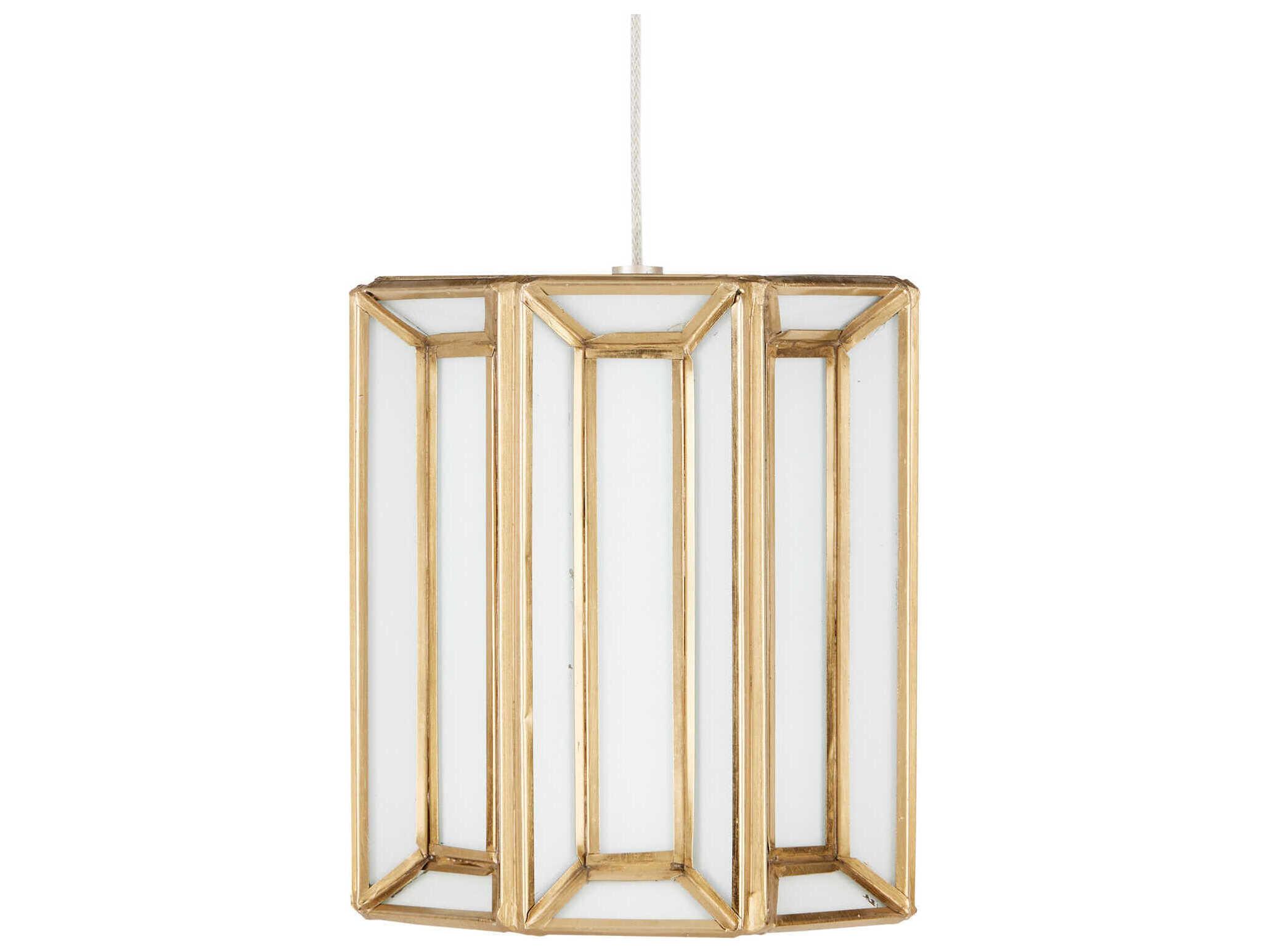 Currey & Company Daze 7-Light Antique Brass White Painted Silver Glass Geometric Pendant