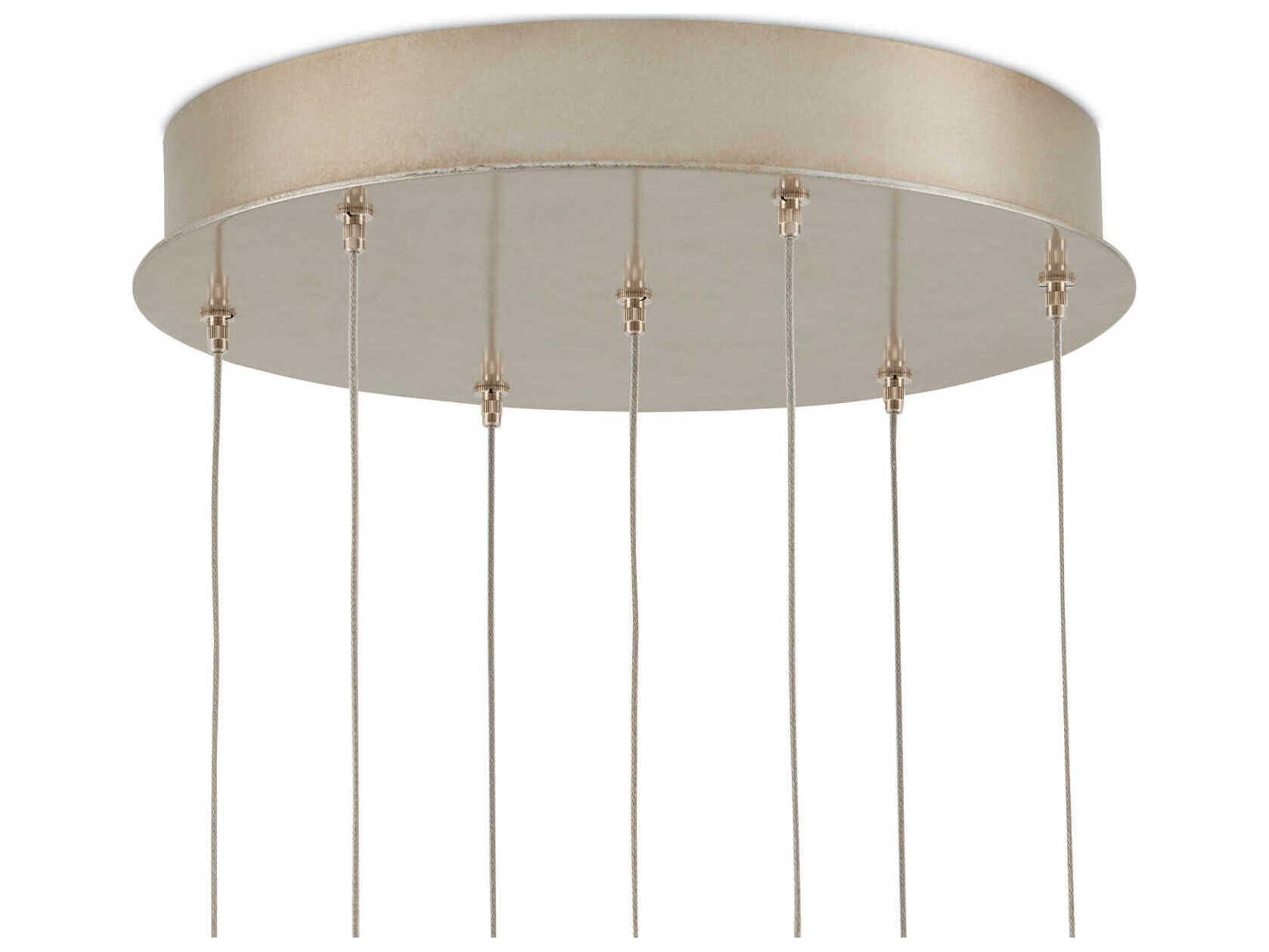 Currey & Company Daze 7-Light Antique Brass White Painted Silver Glass Geometric Pendant