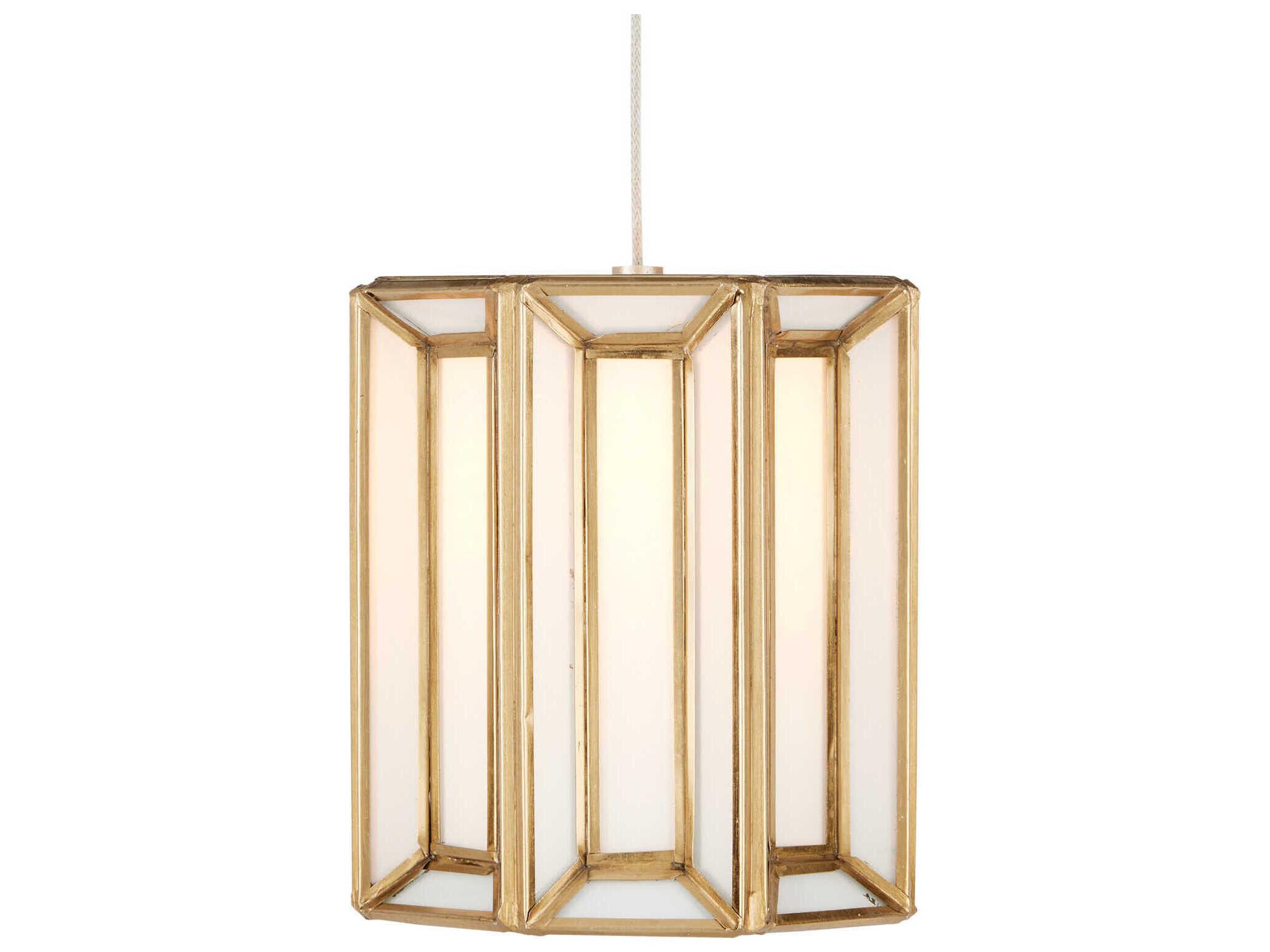 Currey & Company Daze 15-Light Antique Brass White Painted Silver Glass Geometric Island Pendant