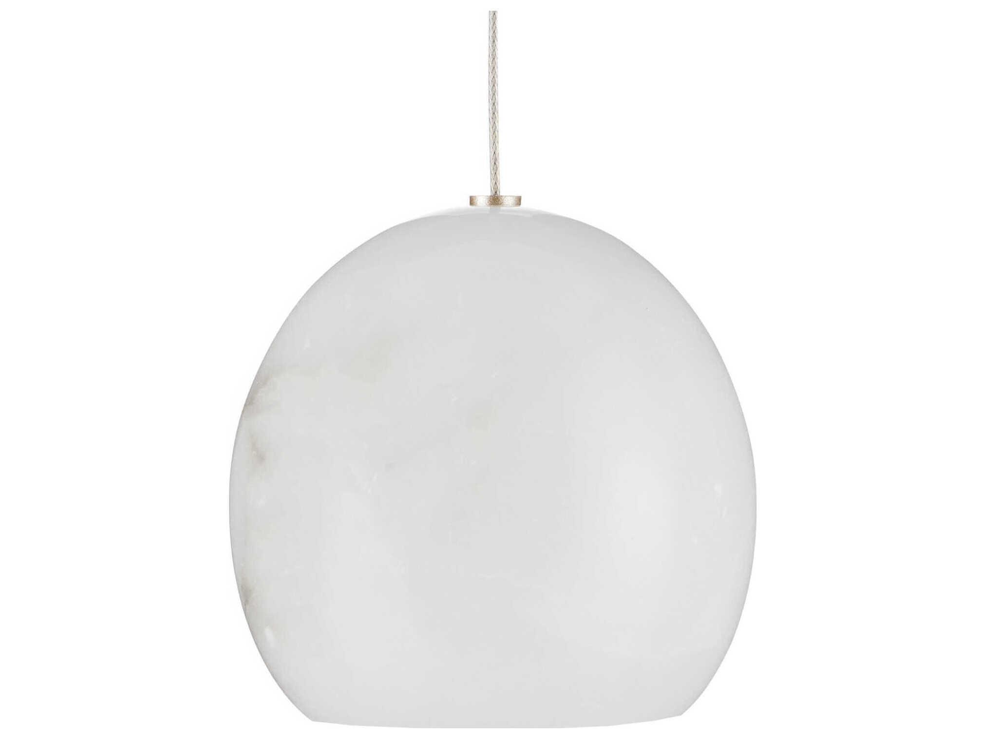 Currey & Company Lazio 1-Light Natural Painted Silver White Dome Mini Pendant