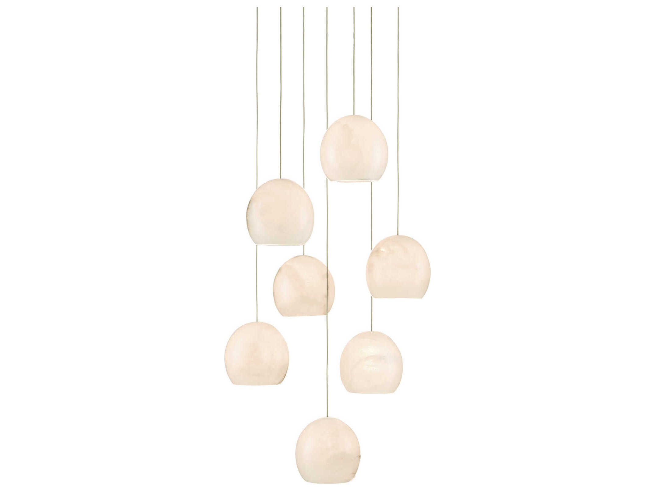 Currey & Company Lazio 7-Light Natural Painted Silver Dome Pendant