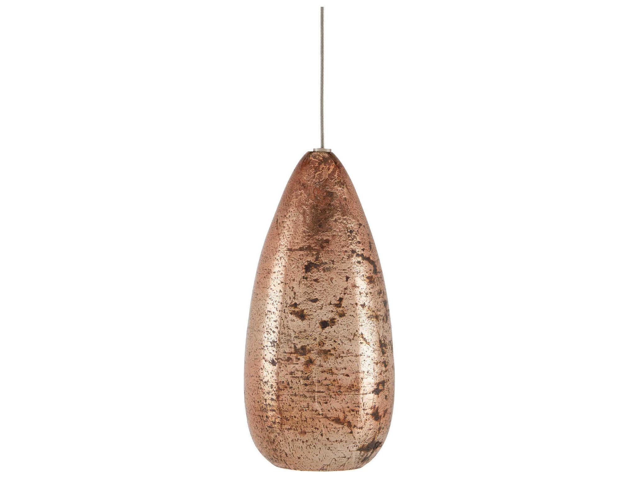 Currey & Company Rame 7-Light Copper Silver Painted Glass Pendant