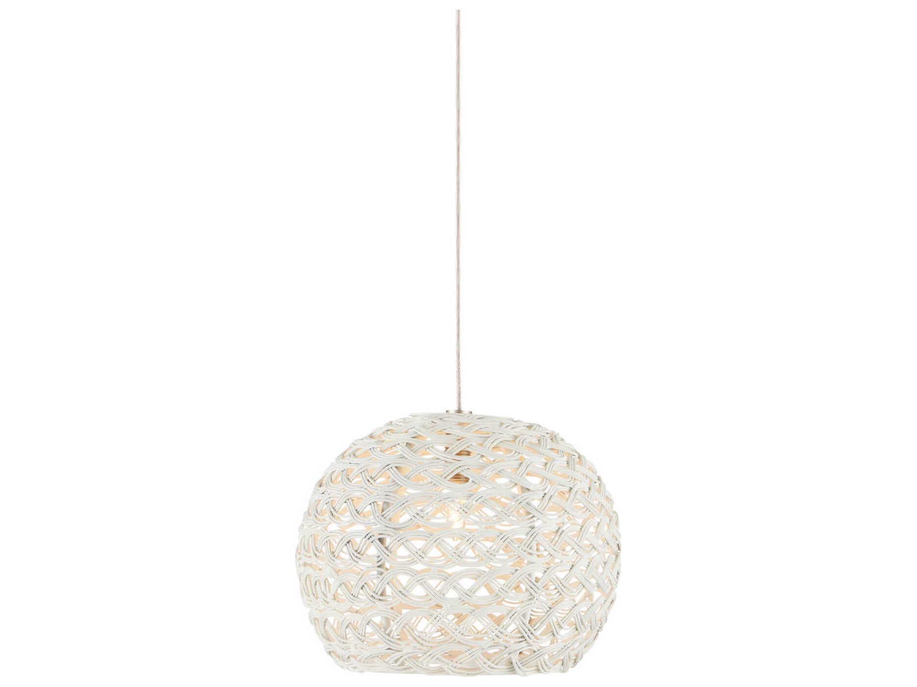 Currey & Company Piero 1-Light White Painted Silver Dome Mini Pendant