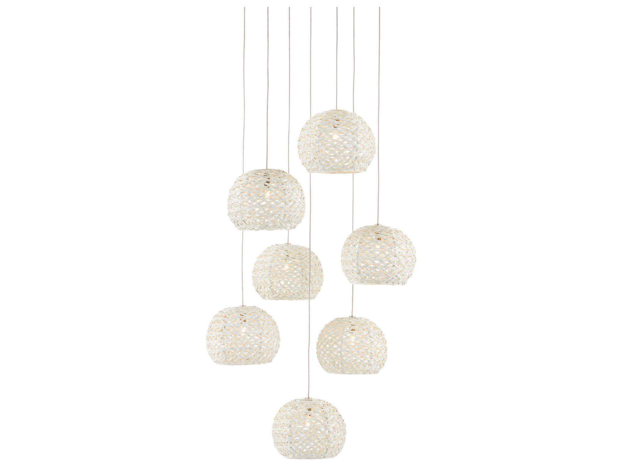 Currey & Company Piero 7-Light White Painted Silver Dome Pendant
