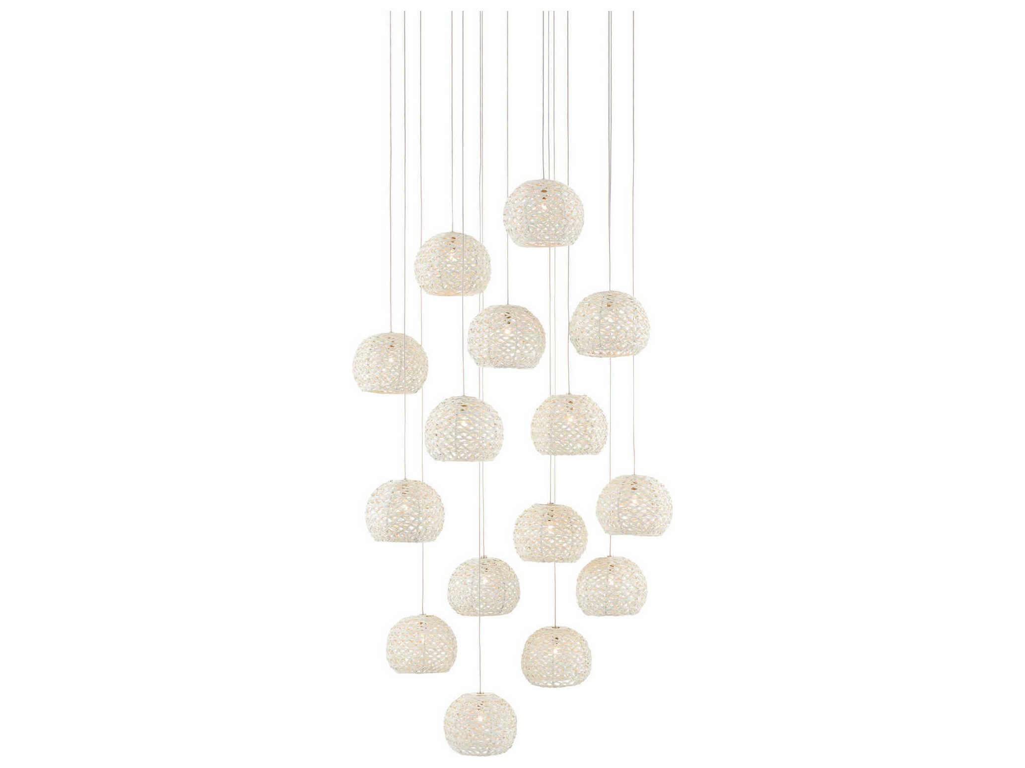 Currey & Company Piero 15-Light White Painted Silver Dome Pendant