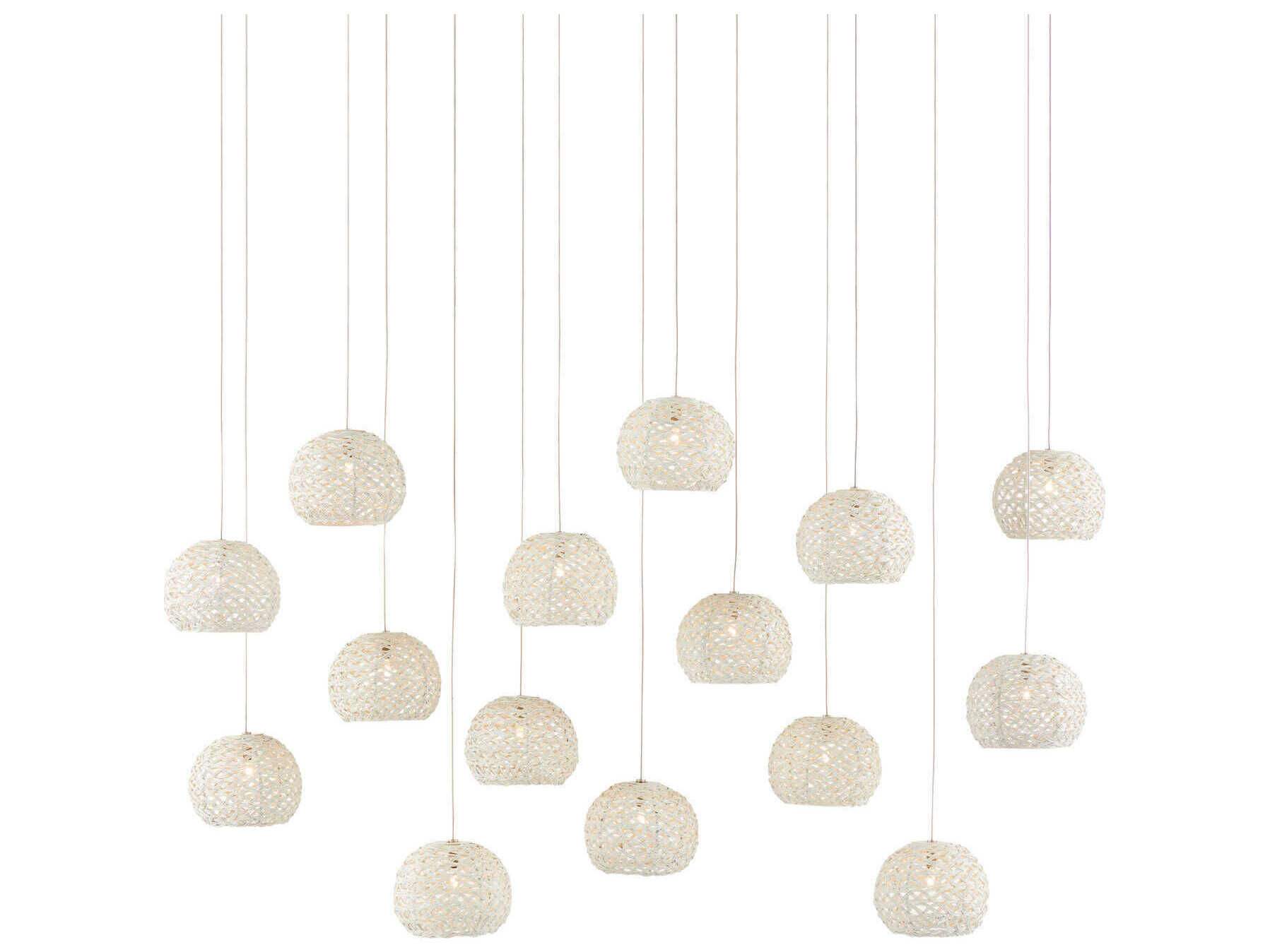 Currey & Company Piero 15-Light White Painted Silver Dome Island Pendant