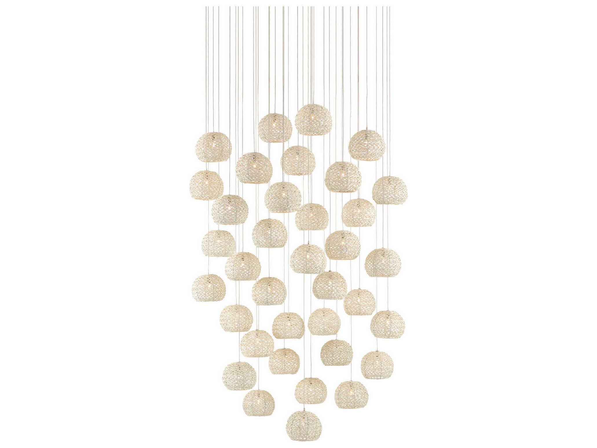 Currey & Company Piero 36-Light White Painted Silver Dome Pendant