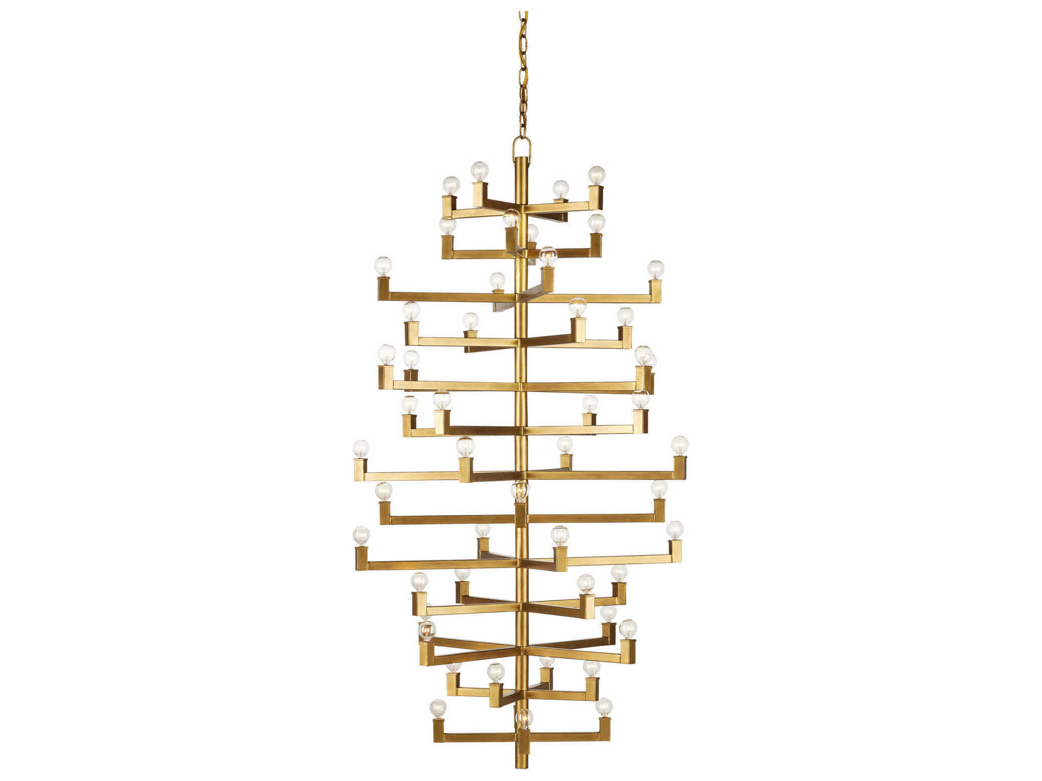 Currey & Company Andre 52-Light Brass Linear Tiered Chandelier